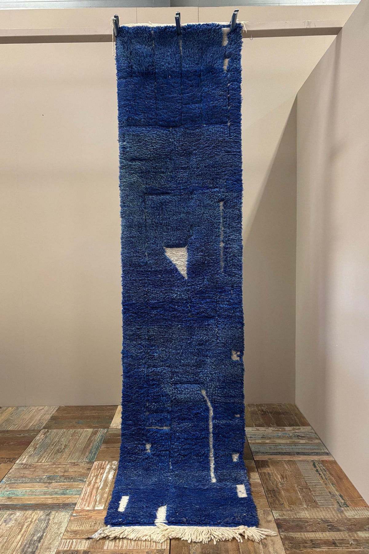 Loper blauw - 100% Wool | 80 x 310 cm - uniek exemplaar.