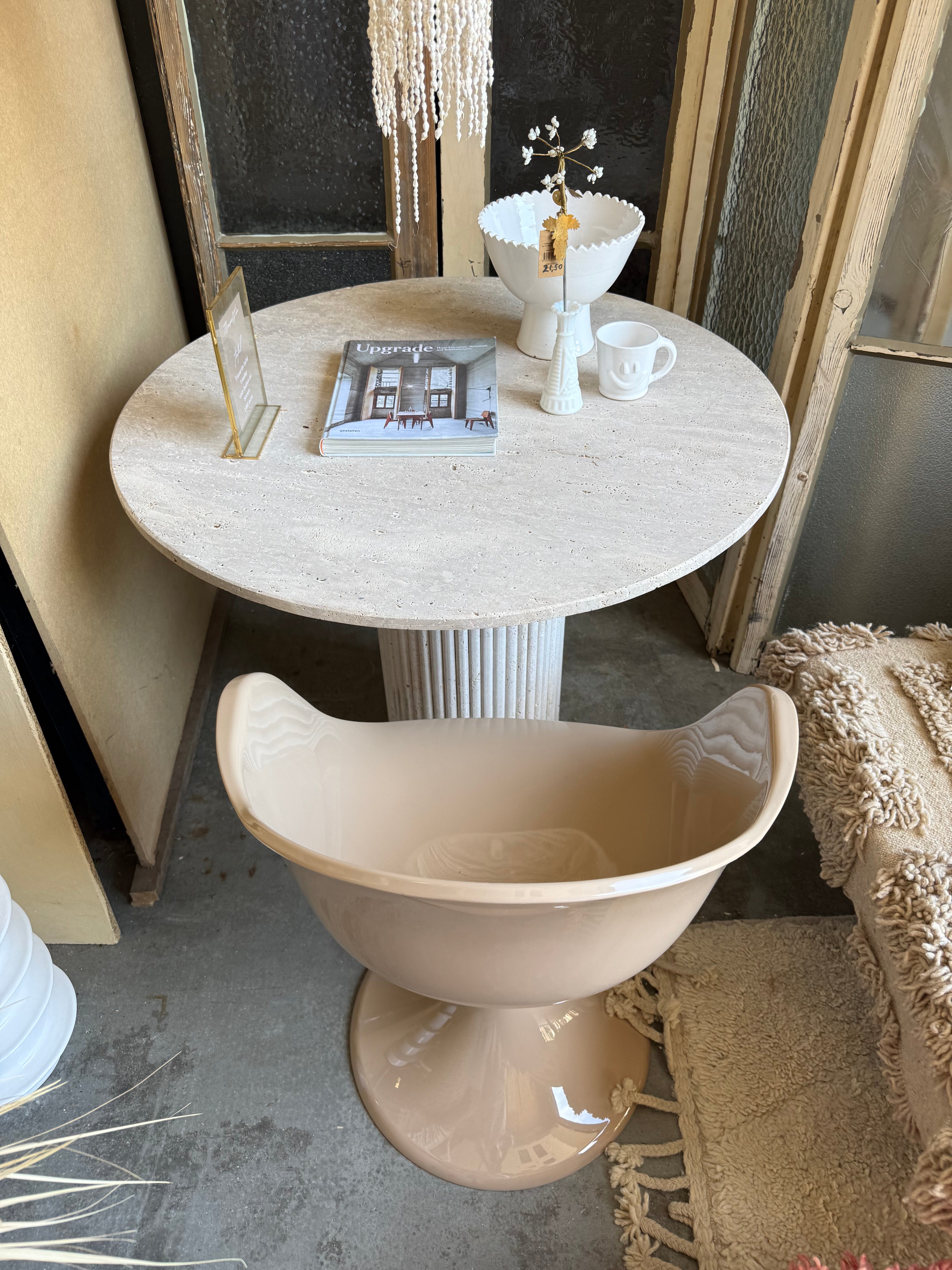 Travertin bureau rond - 100 cm