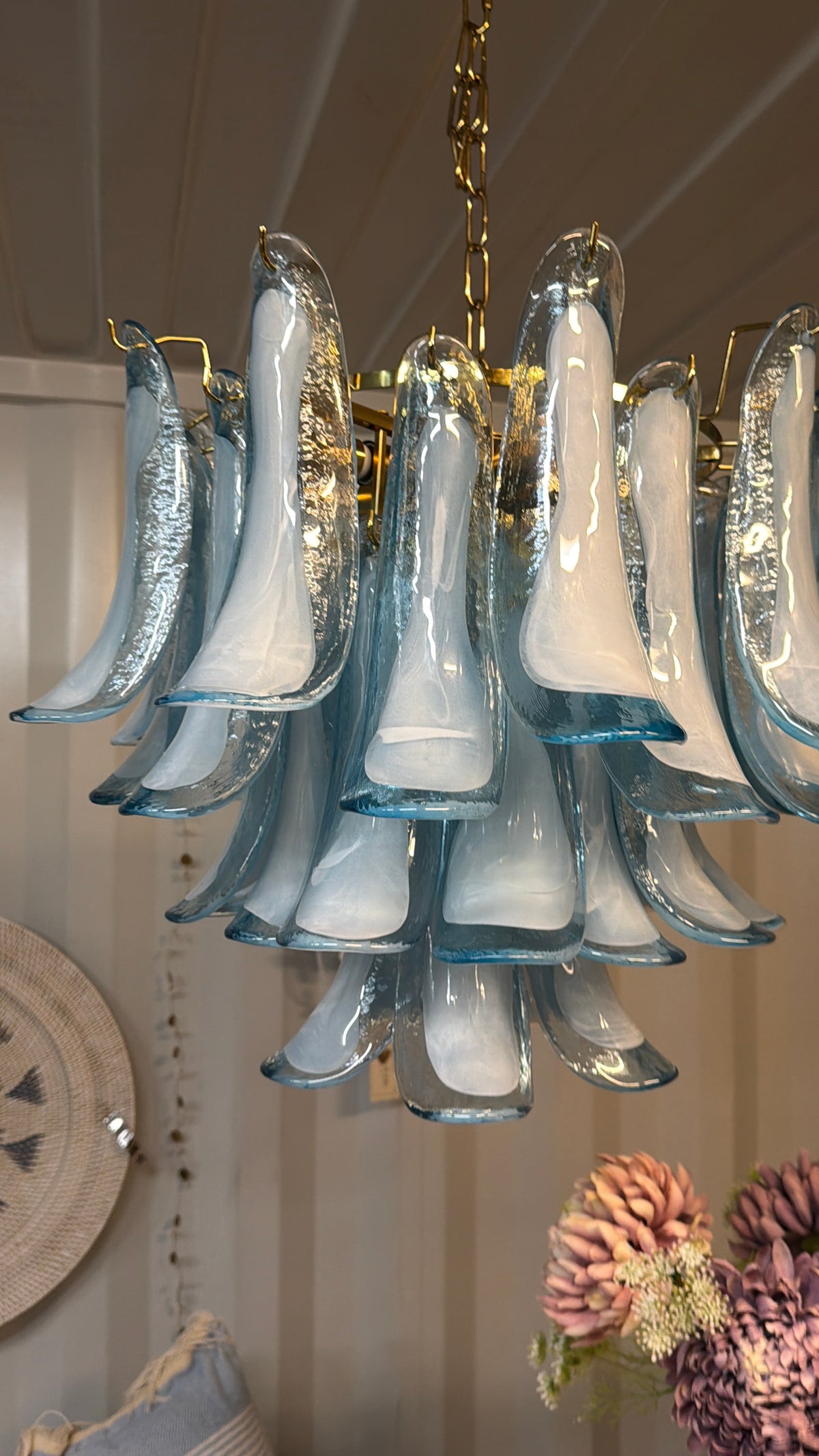 Ciao Bella · Handgeblazen glazen hanglamp in Murano-stijl · blauw· 45 × 45 cm