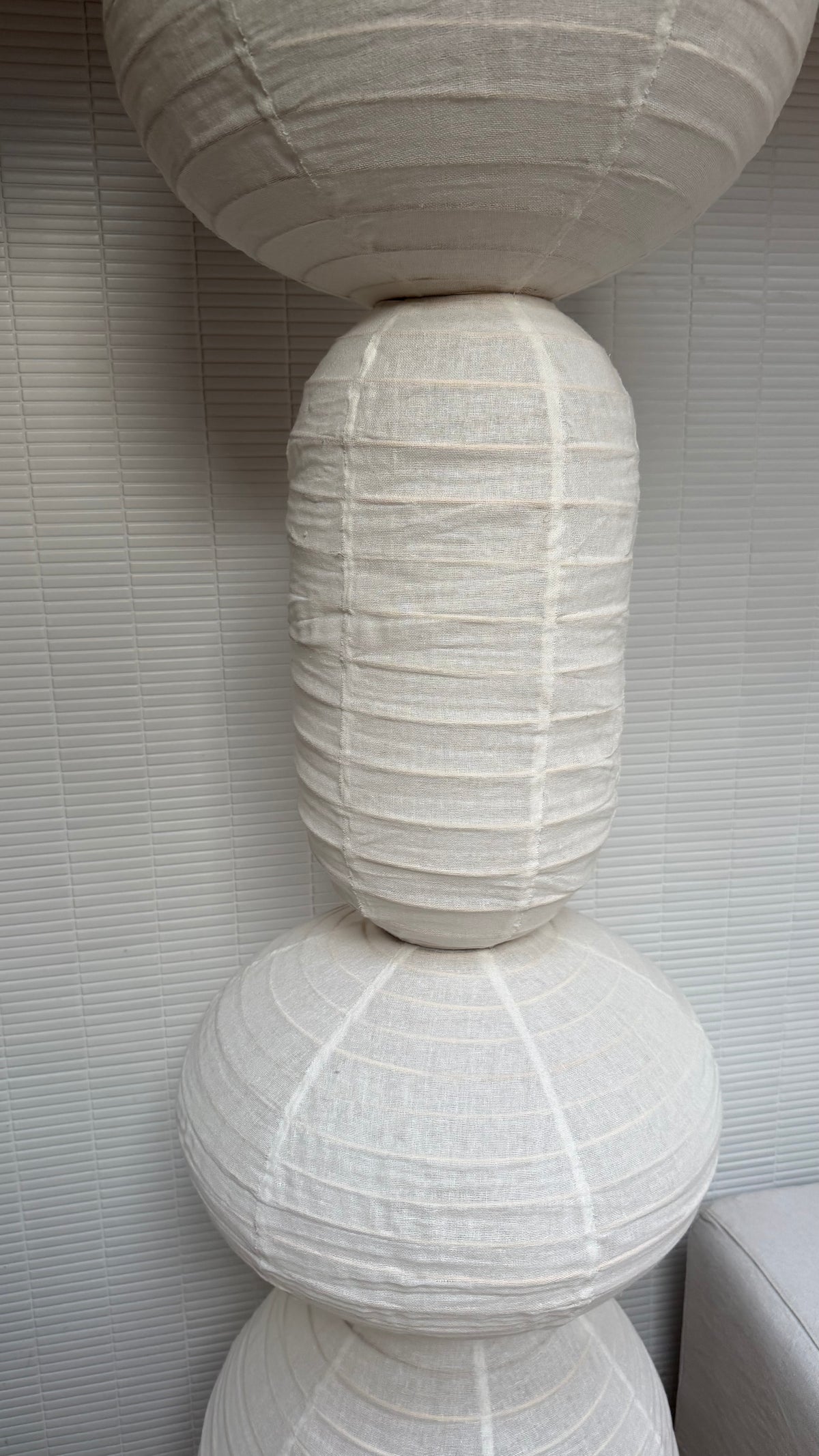 Organische vormen lamp - 5 verschillende vormen - 220 x 40 cm - wit linnen