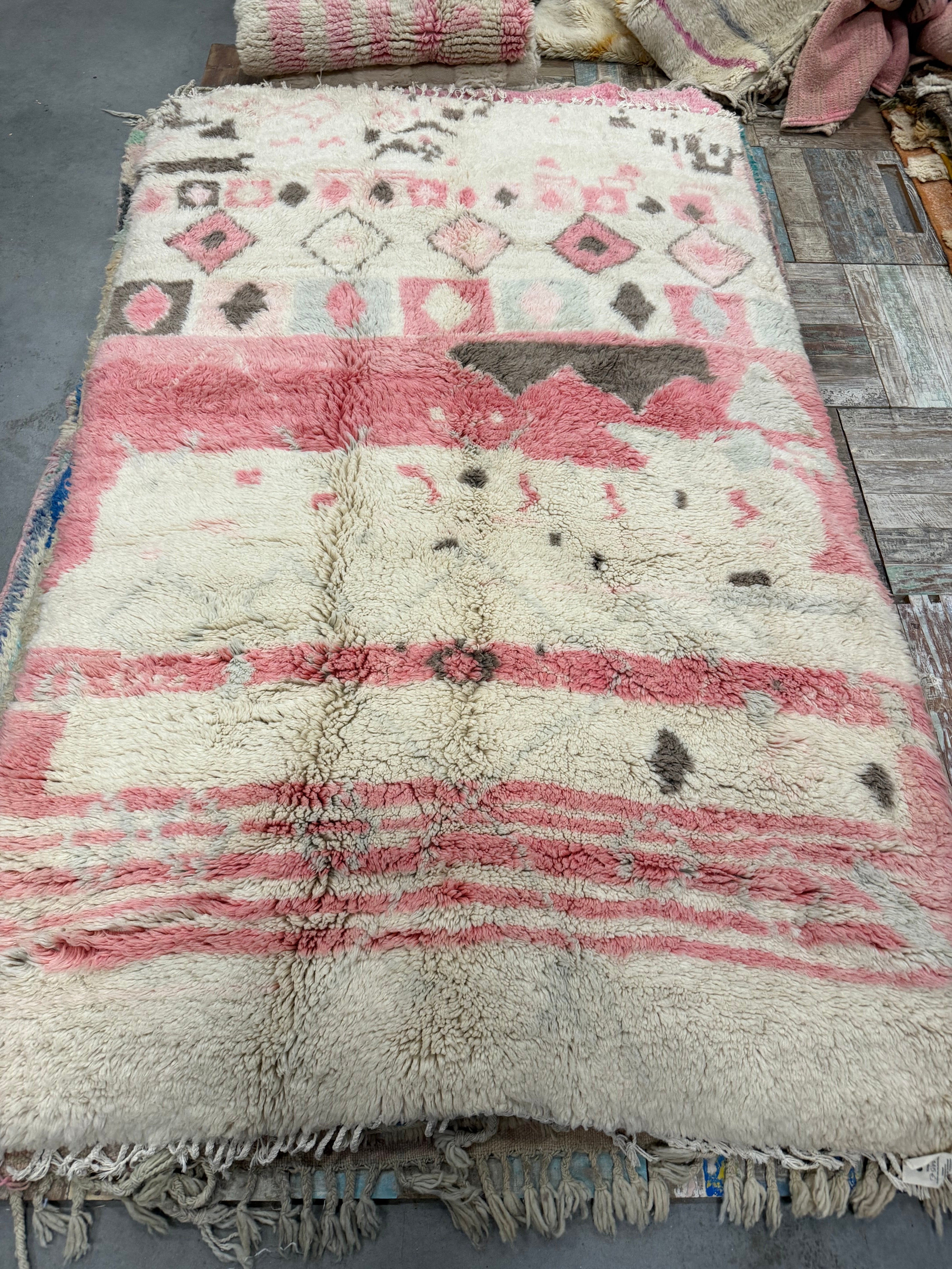 Kleed naturel en pink - 100% Wol | 260  x 160 cm - uniek exemplaar