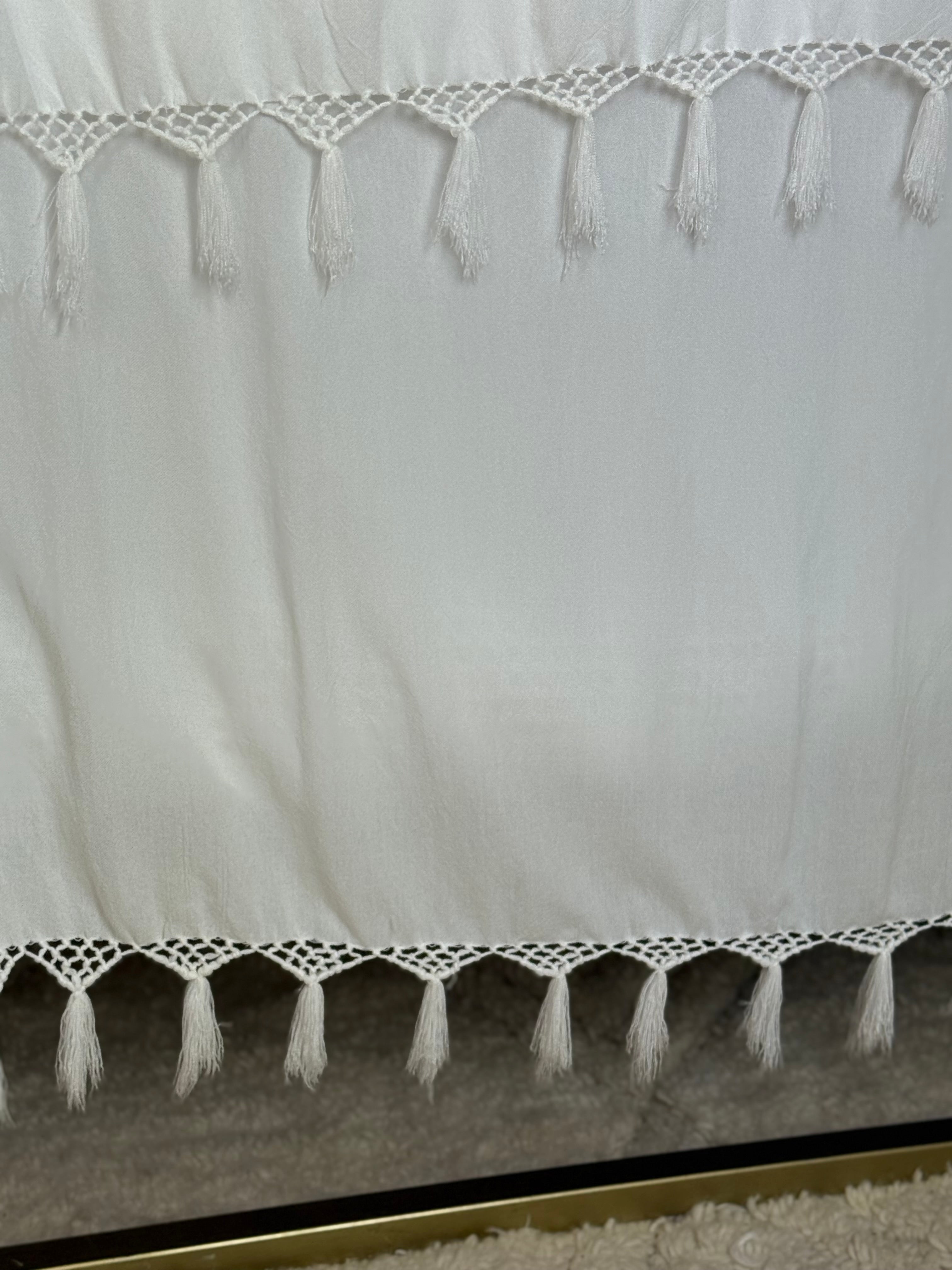 Gordijn met handgeknoopte randen - naturel