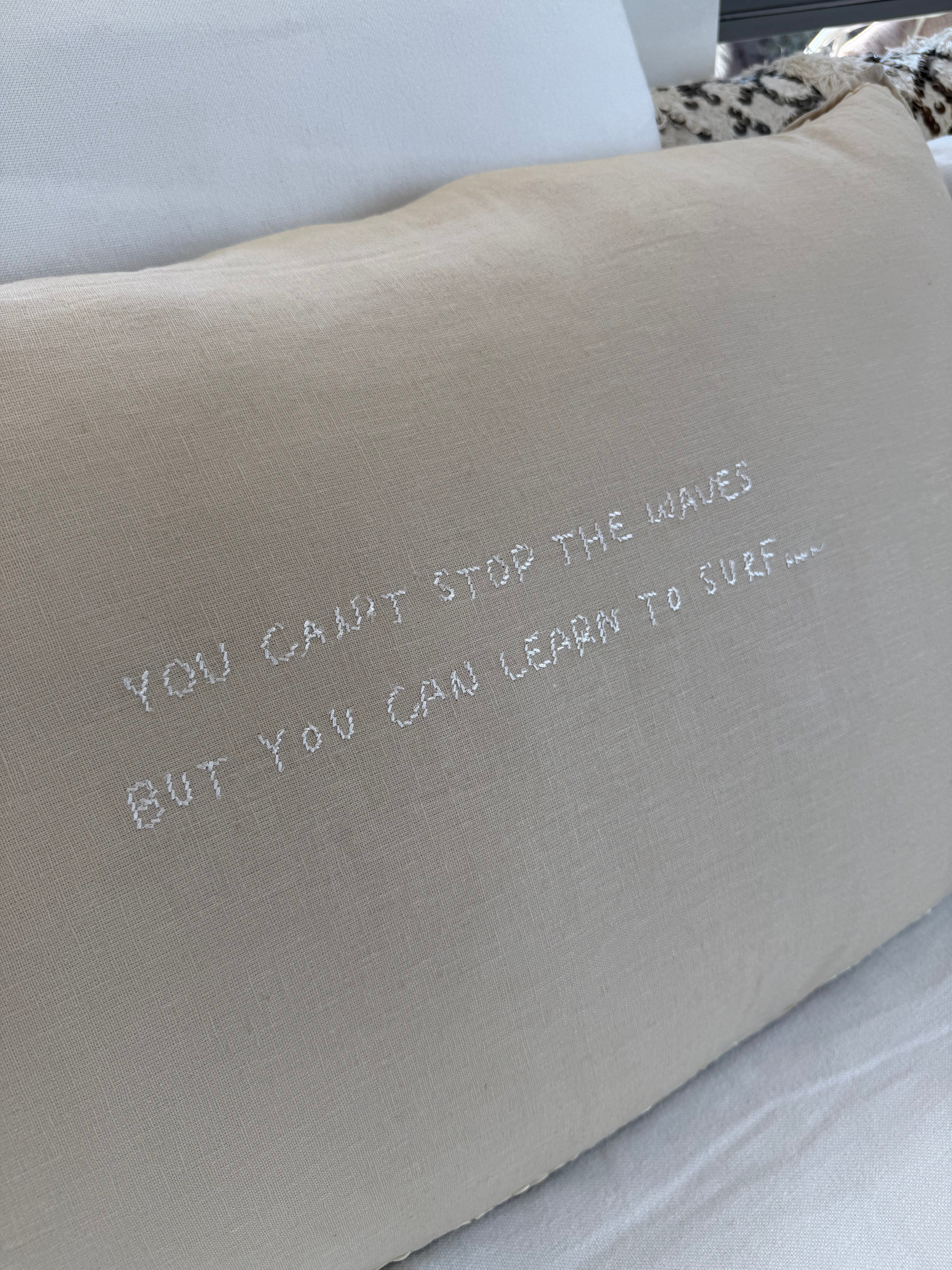 Linnen Pillow + Filling | Can’t Stop The Waves | Natural