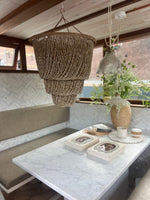Boho Kralen Hanglamp | Handgemaakt Statement Piece 80 × 50 cm - Naturel.