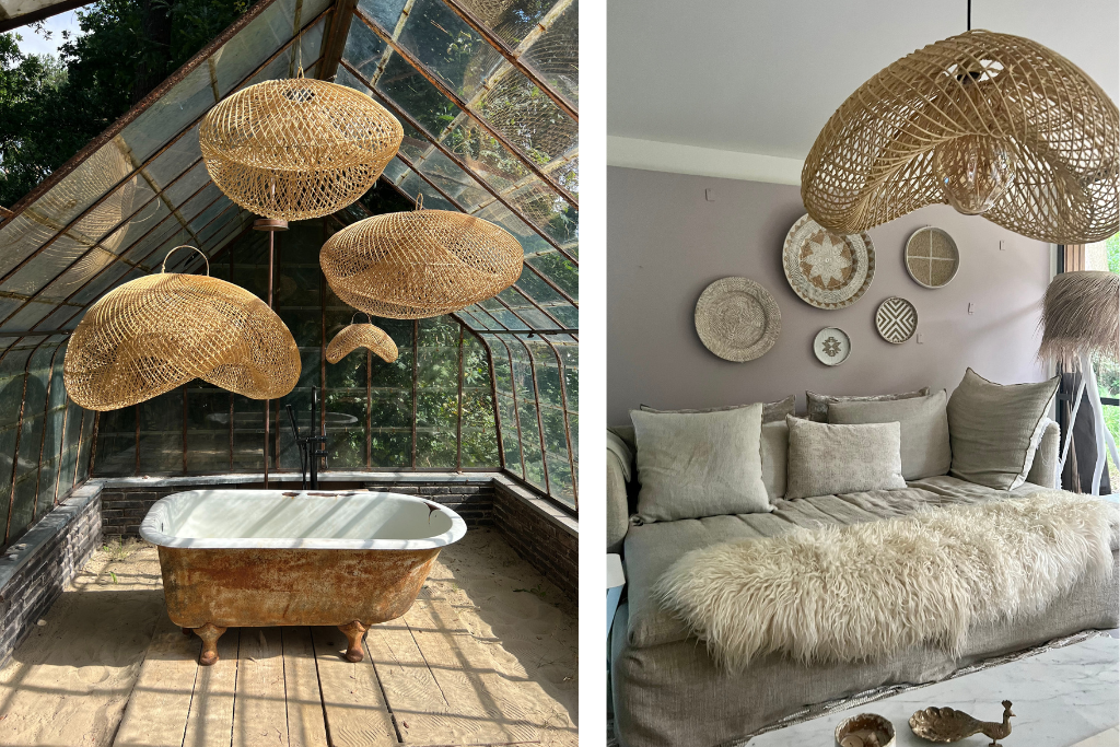 Cloud Lamp Rattan Organic Shape | Mandala Stencil