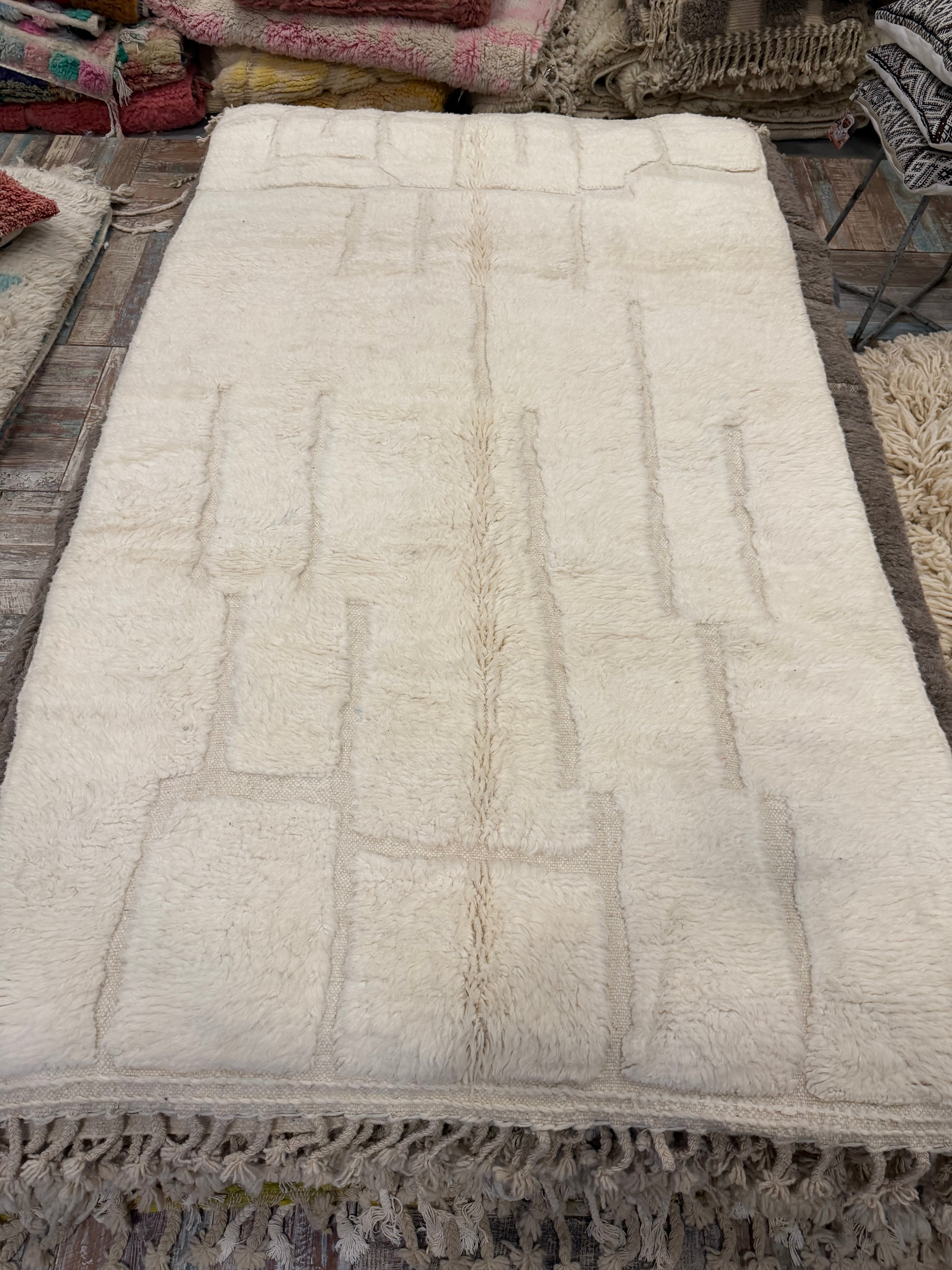 Creme kleurig kleed – Handgeknoopt Berber vloerkleed uit Marokko | 250 x 150 cm (Kopie)