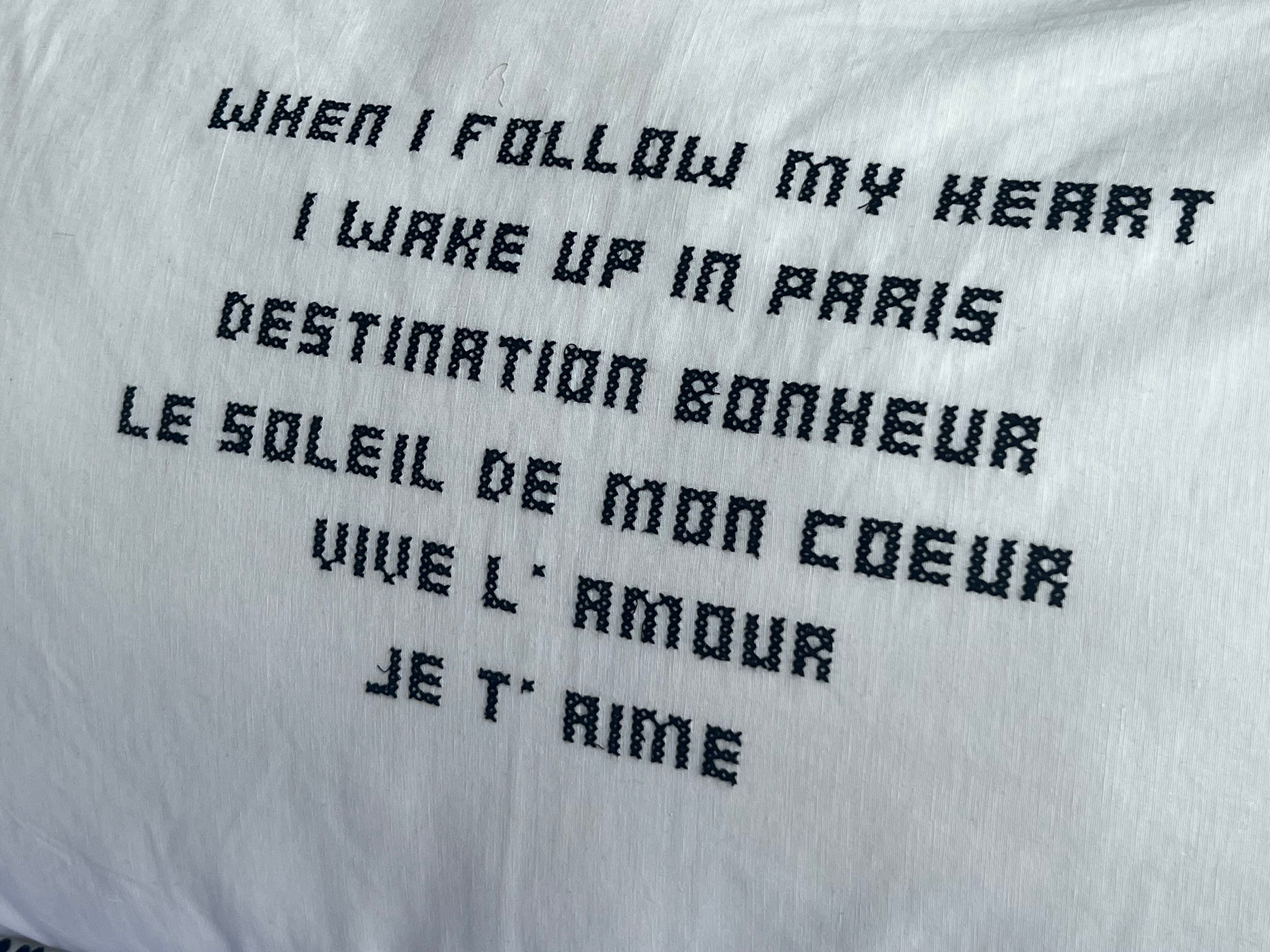 Linnen Pillow + Filling | I Wake Up In Paris | White