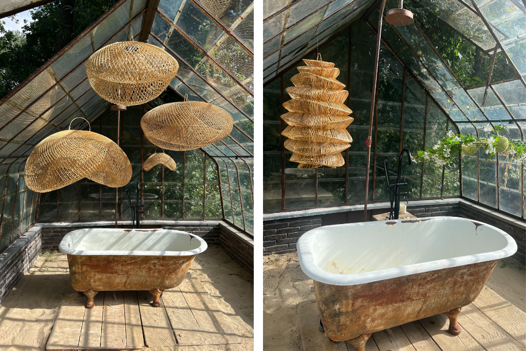 Organische rotan lamp - 85 cm - natuurlijke kleur