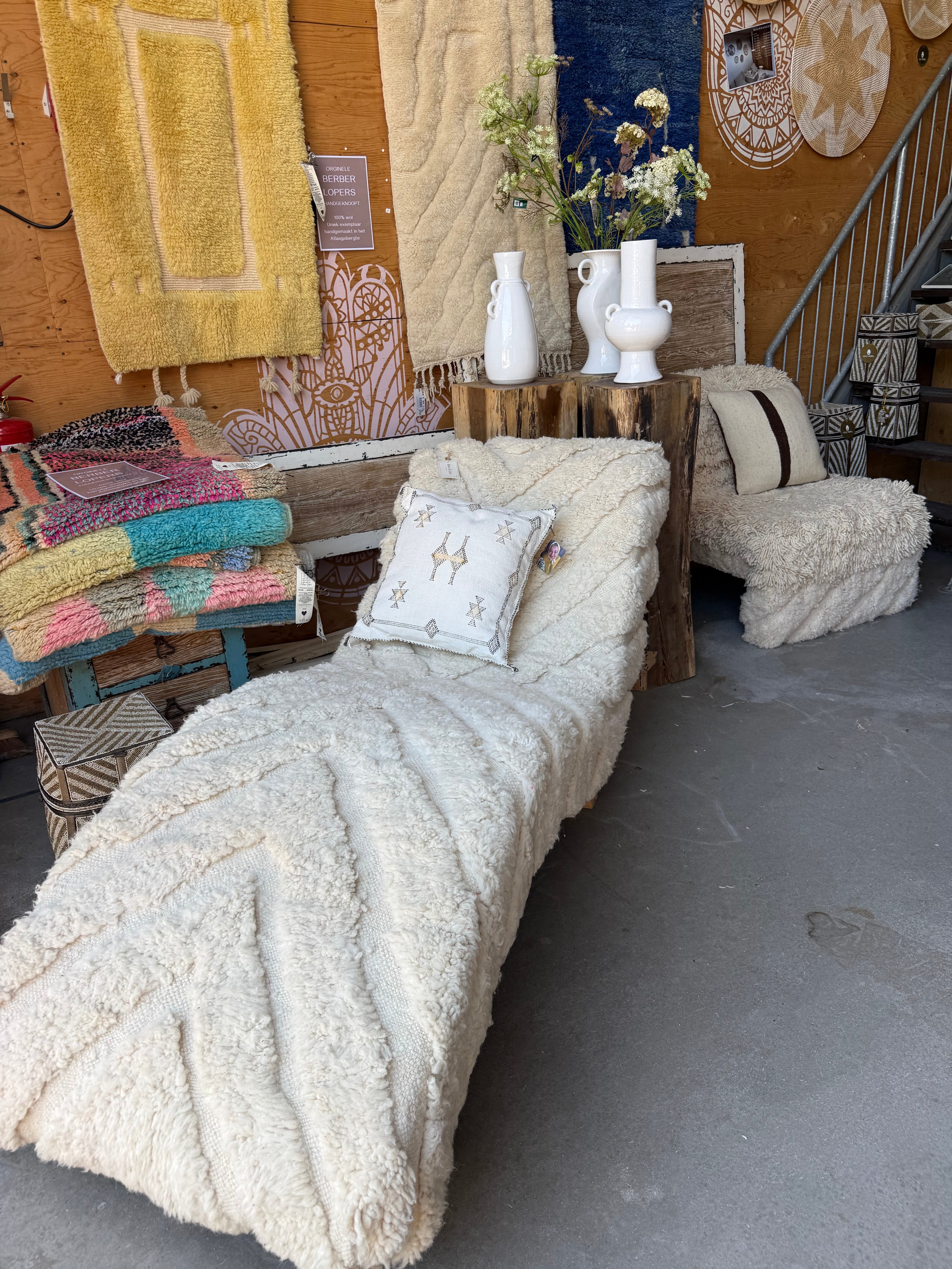 Chaise longue van Berber kleed - 215 lang x 75 cm breed x 80 hoog