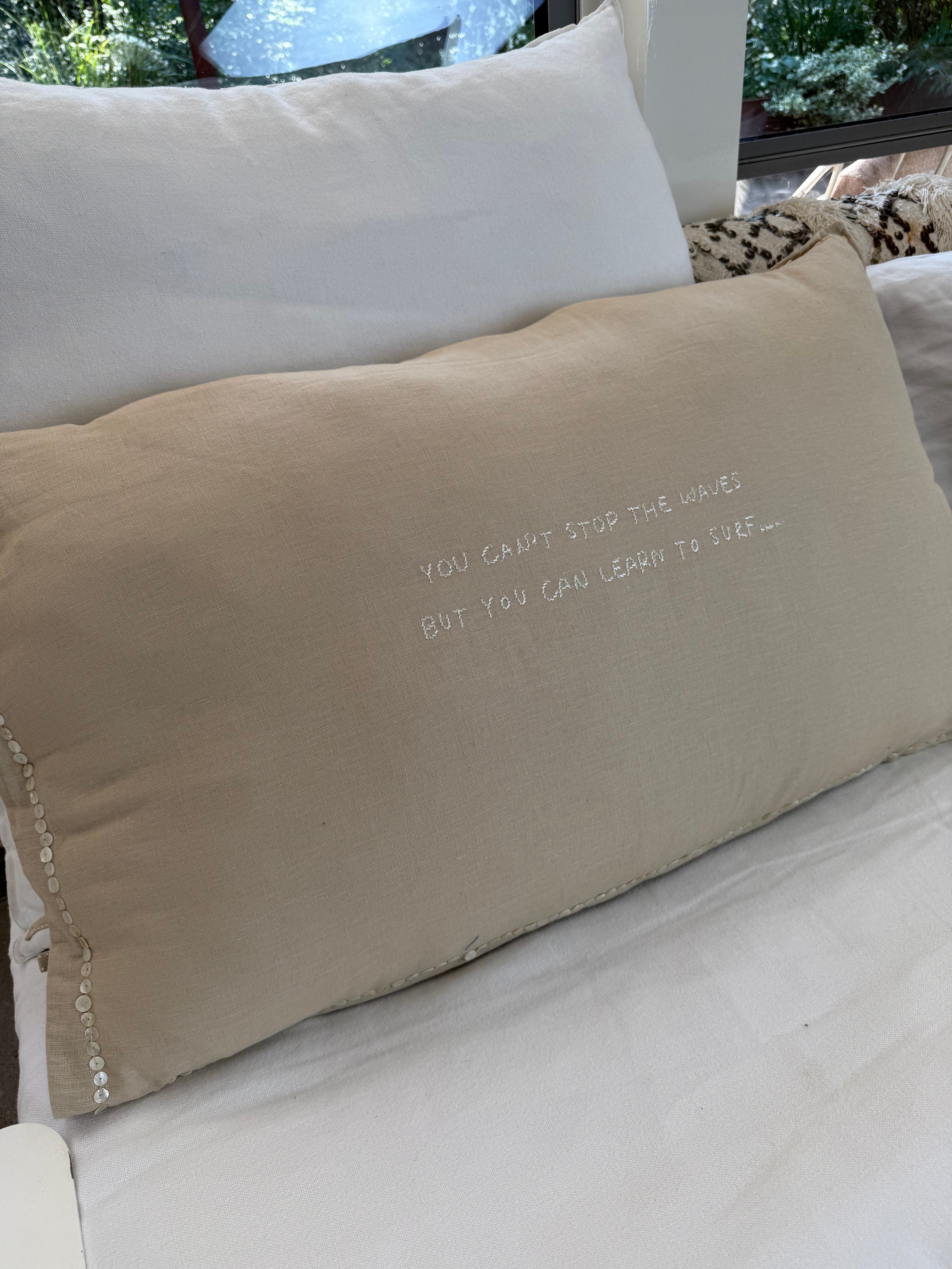 Linnen Pillow + Filling | Can’t Stop The Waves | Natural