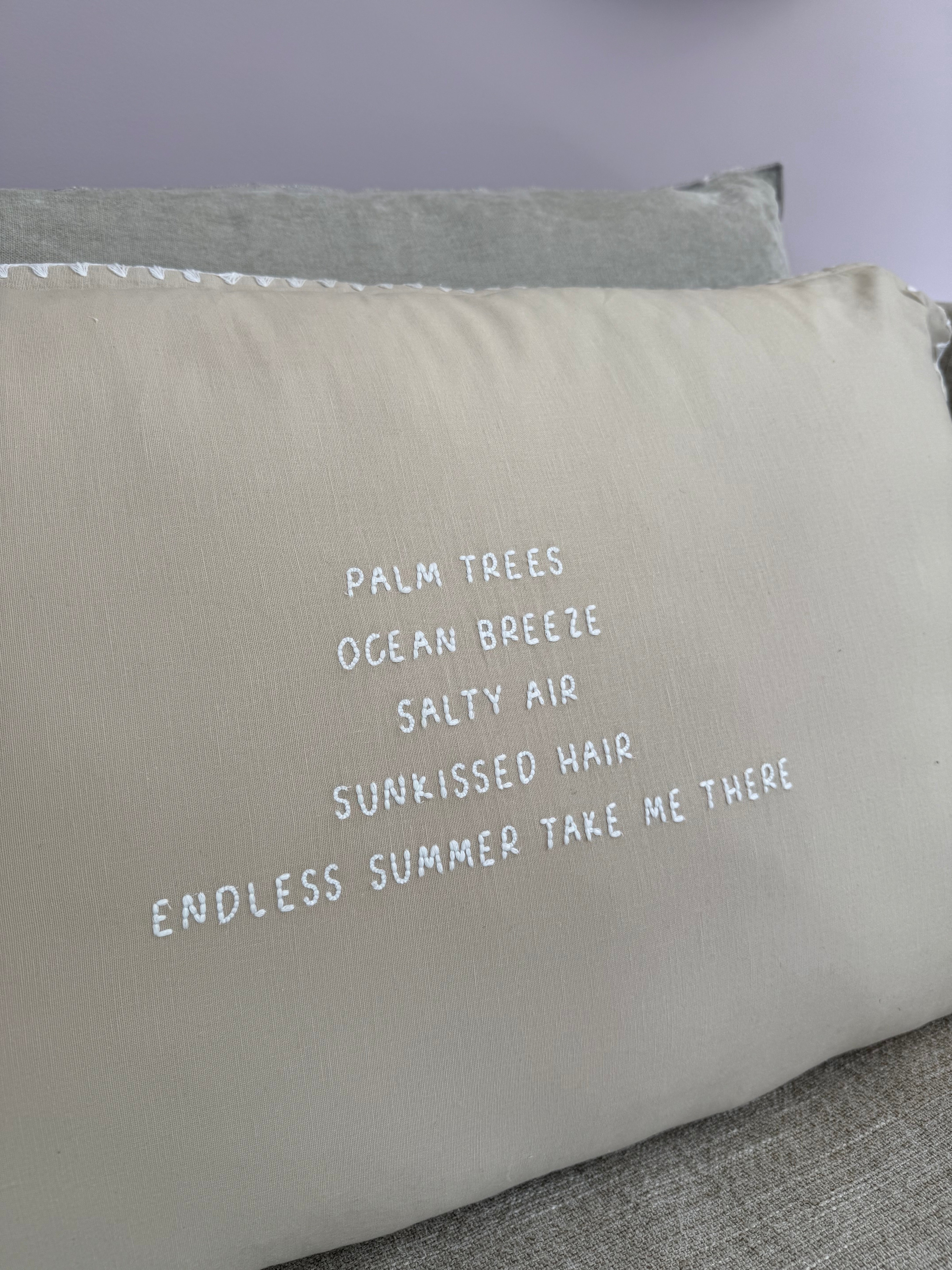 Linnen Pillow + Filling | Palm Trees Ocean Breeze | Natural