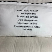 Linnen Pillow + Filling | I Wake Up In Italy | White