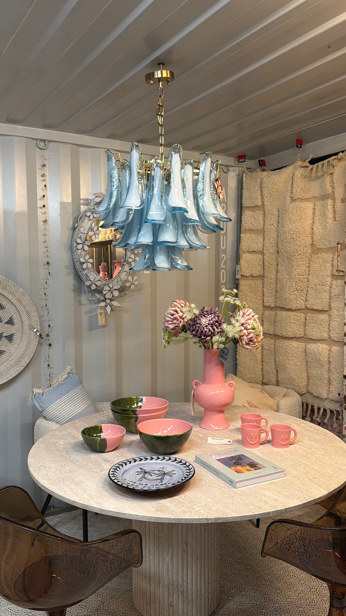 Ciao Bella · Handgeblazen glazen hanglamp in Murano-stijl · blauw· 45 × 45 cm