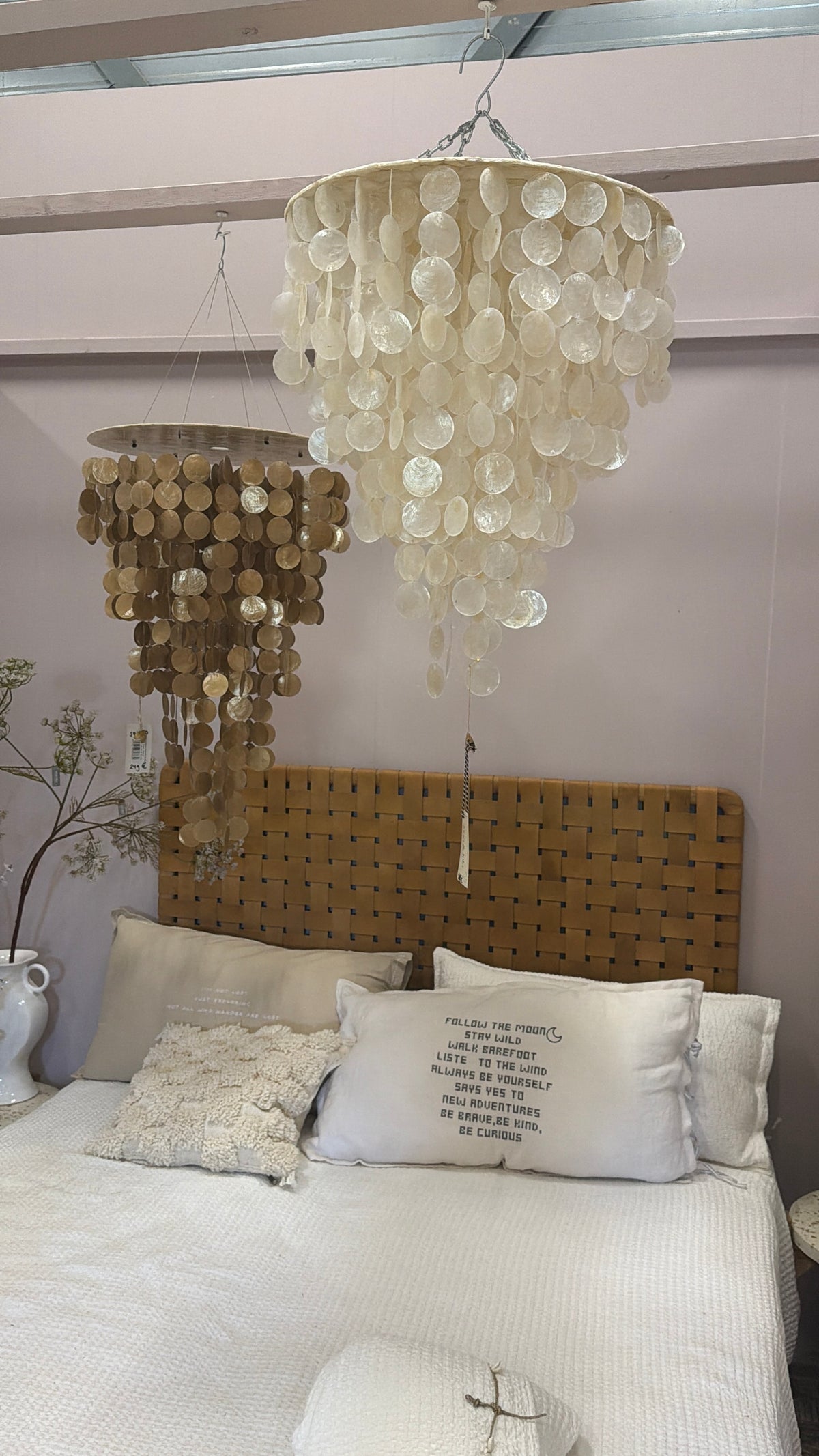 Schelpen lamp white waves - 50 x 80 cm