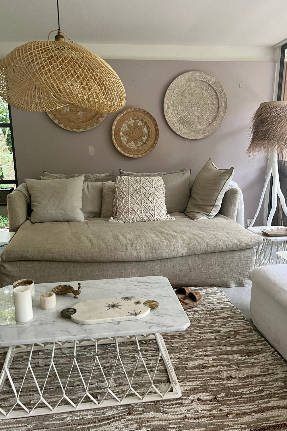 Cloud Lamp Rattan Organic Shape | Mandala Stencil