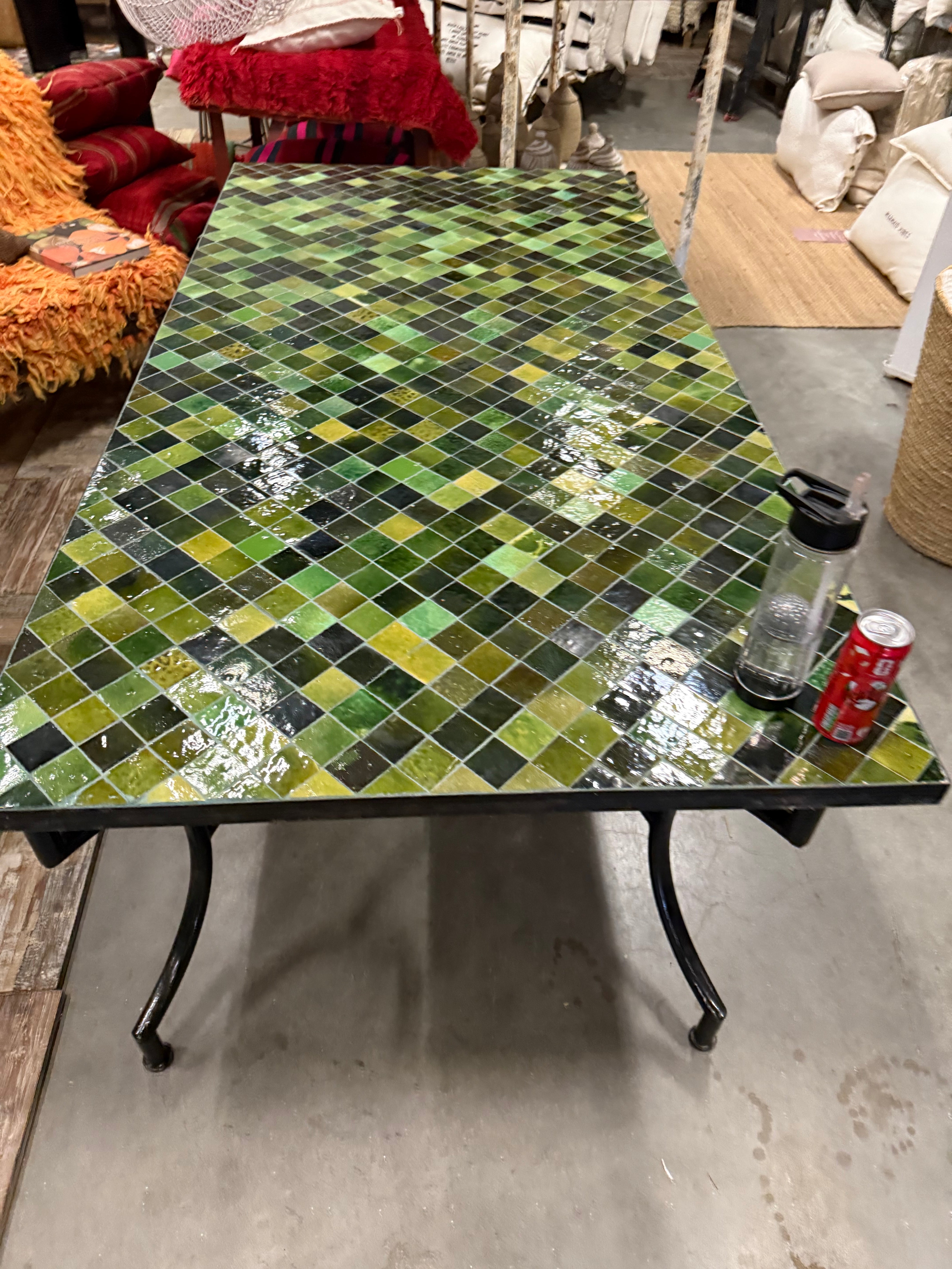 Tegeltjes tafel - groen - 200 x 100 cm - uniek exemplaar