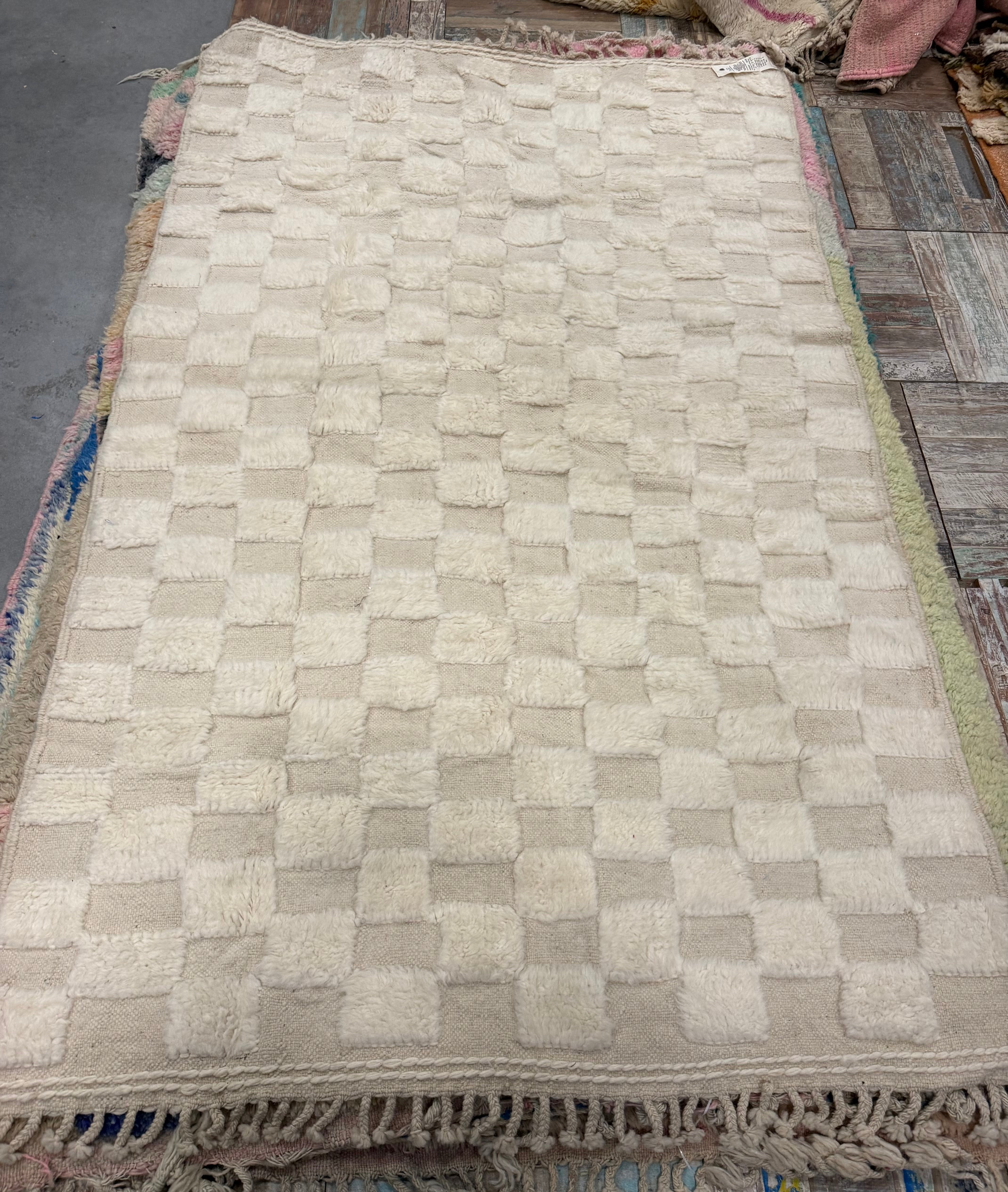 100% wollen kleed - 270 x 150 cm - crème + linnen kleur