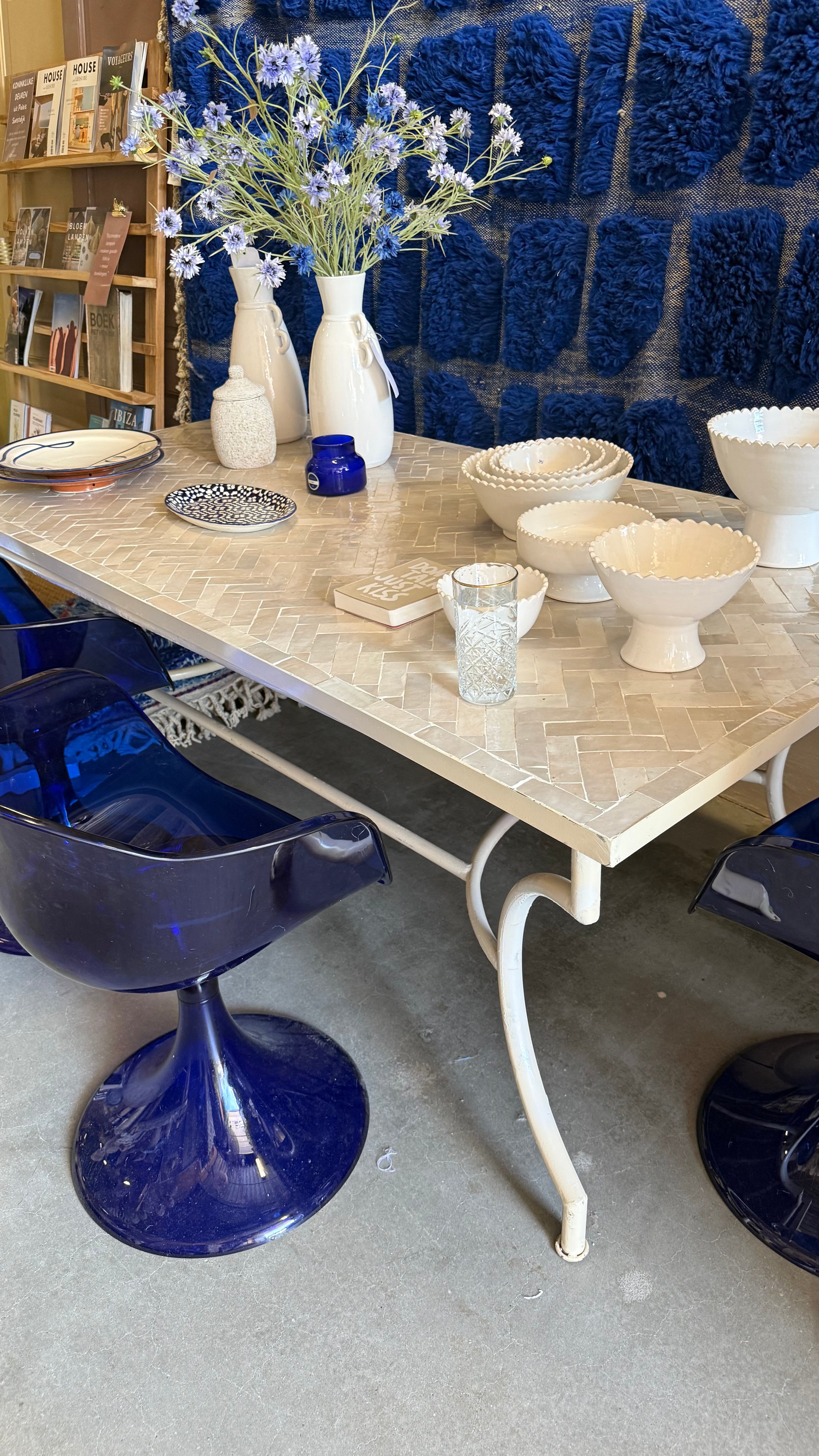 Tegeltjes tafel - wit - 200 x 100 cm - uniek exemplaar