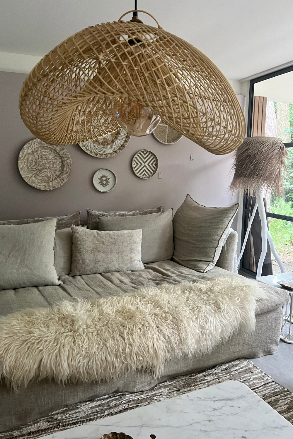 Cloud Lamp Rattan Organic Shape | Mandala Stencil