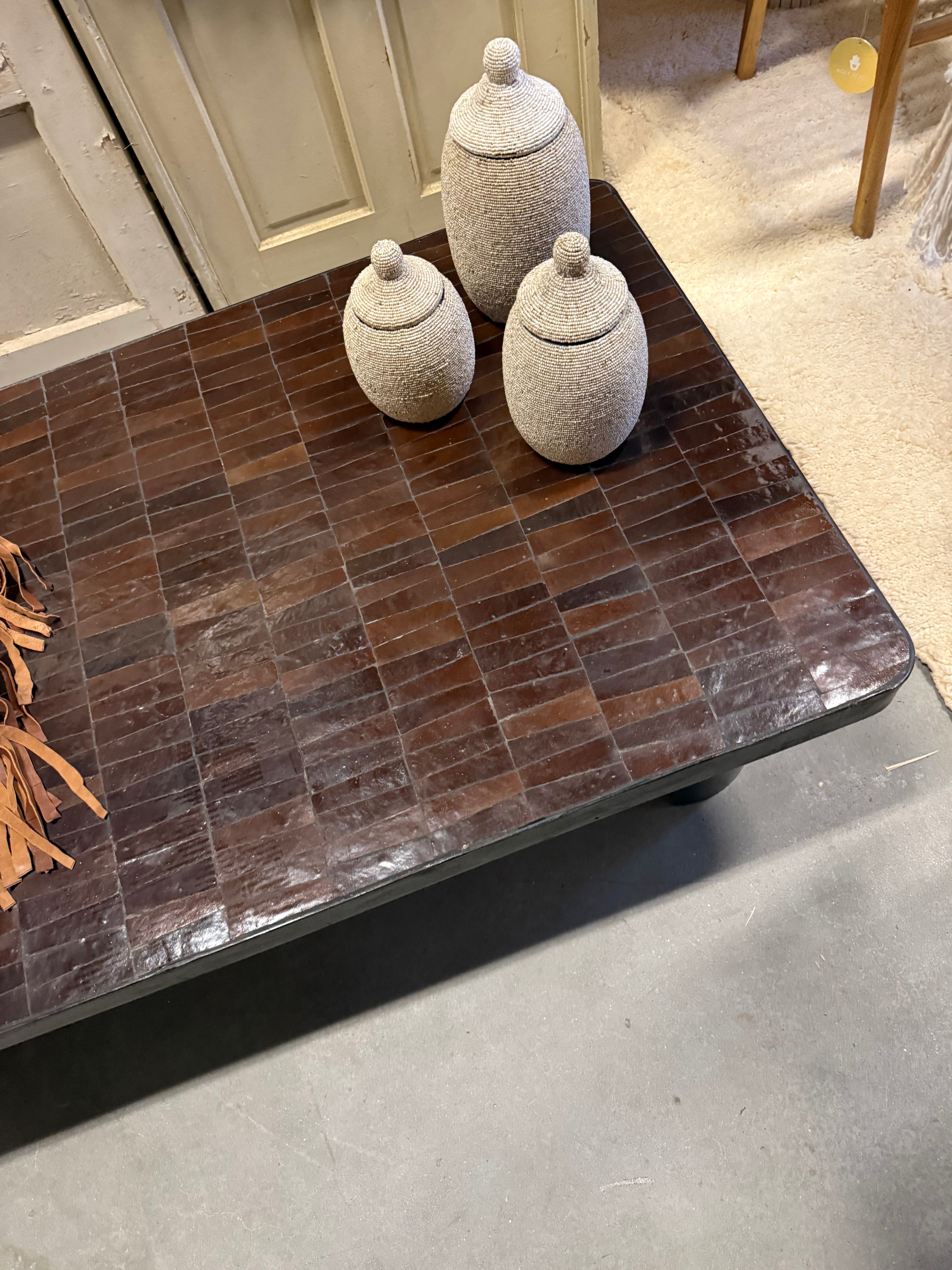 Tegeltjes tafel - bruin - 150 x 80 cm - uniek exemplaar