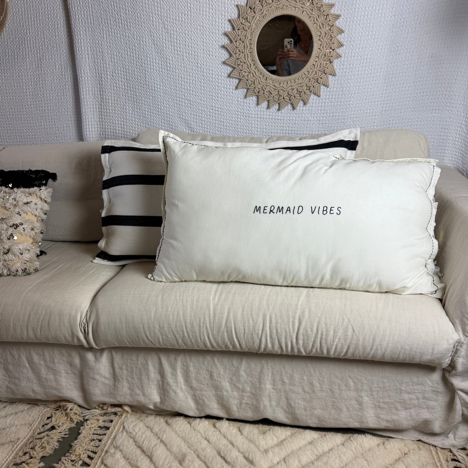 Linnen Pillow + Filling | Mermaid Vibes | White