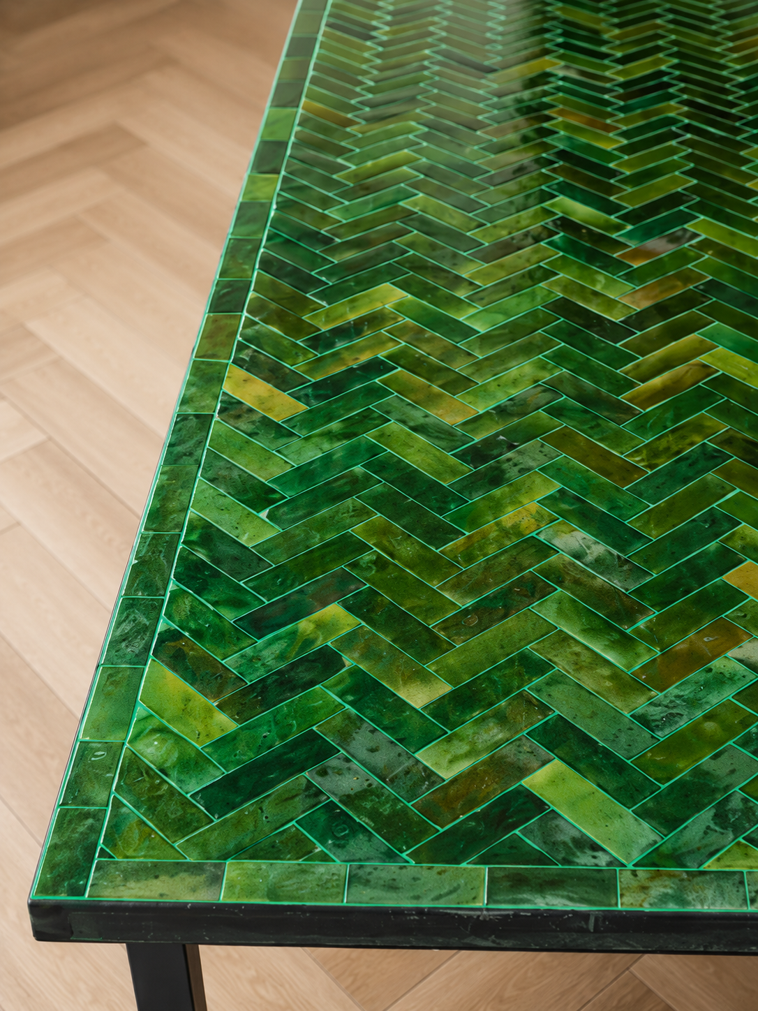 Tegeltjes tafel - groen - 200 x 100 cm - uniek exemplaar