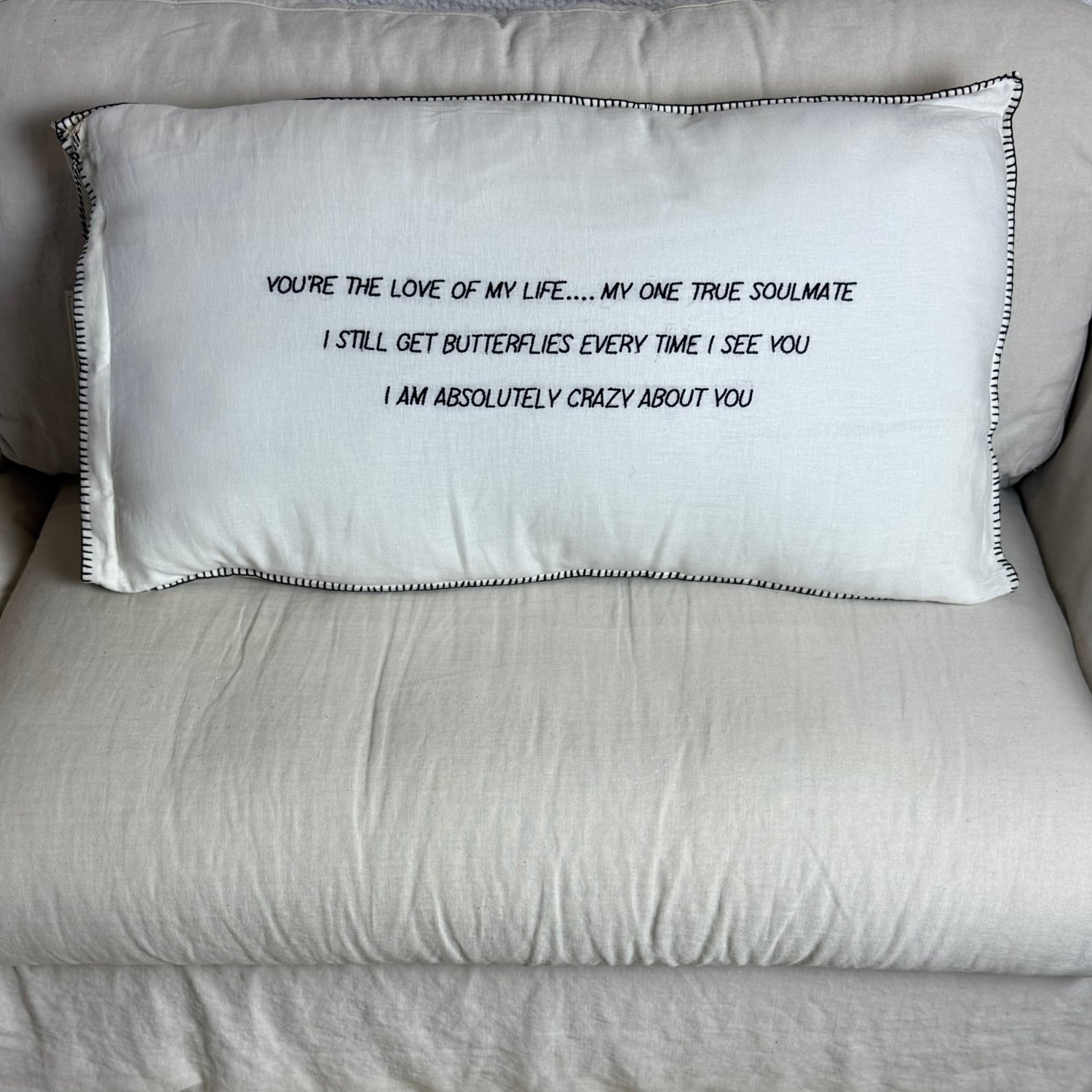 Linnen Pillow + Filling | Love Of My Life | White