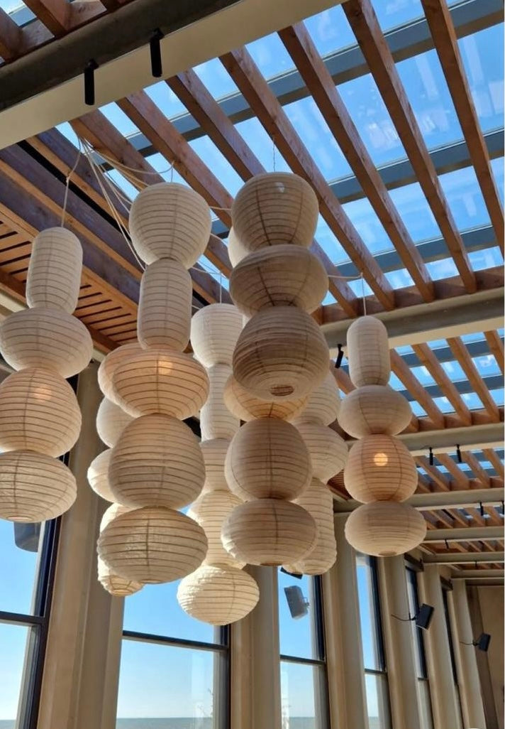 Organische vormen lamp - 4 verschillende vormen - 220 x 40 cm - naturel linnen