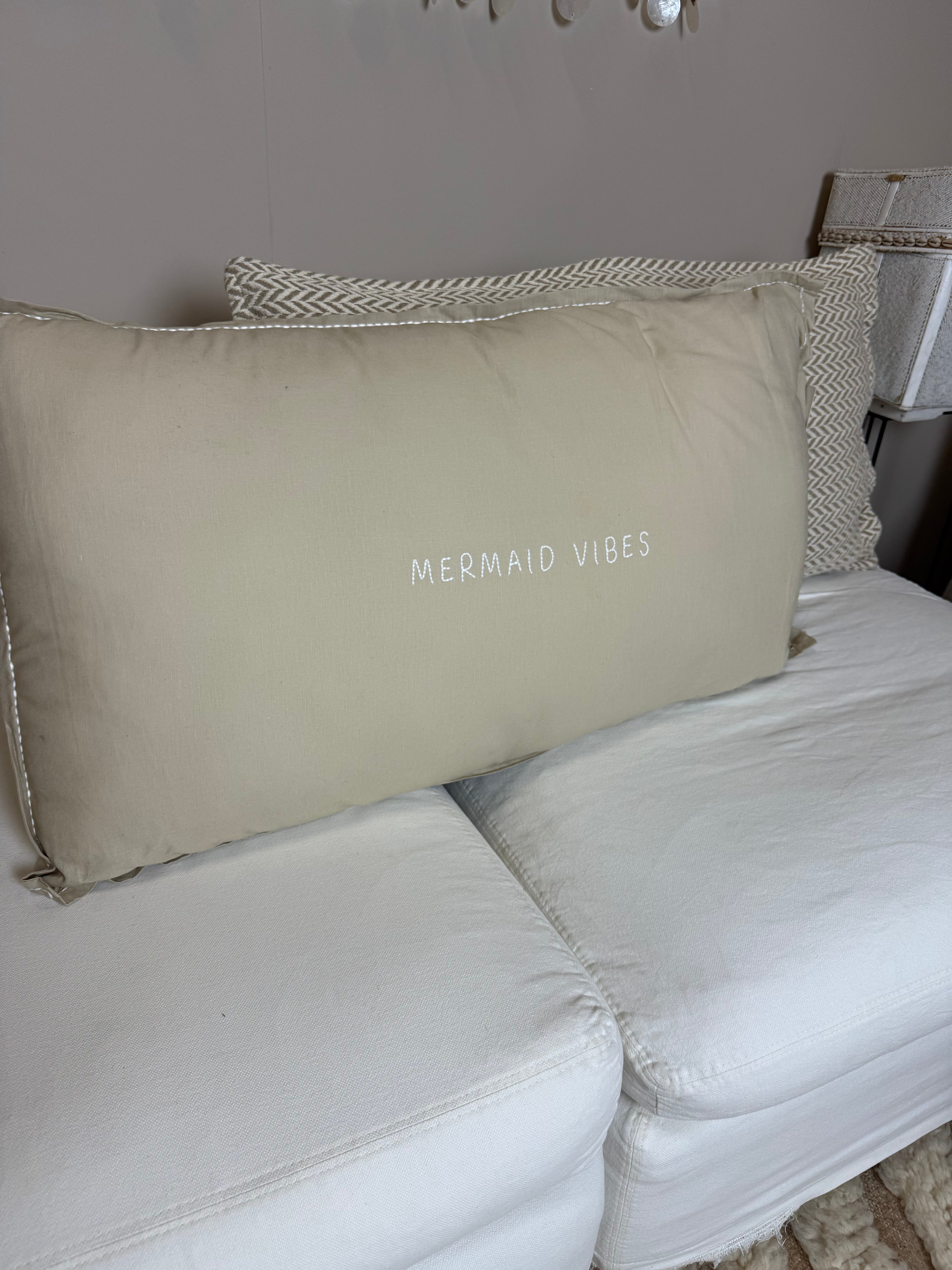 Linnen Pillow + Filling | Mermaid Vibes | Natural