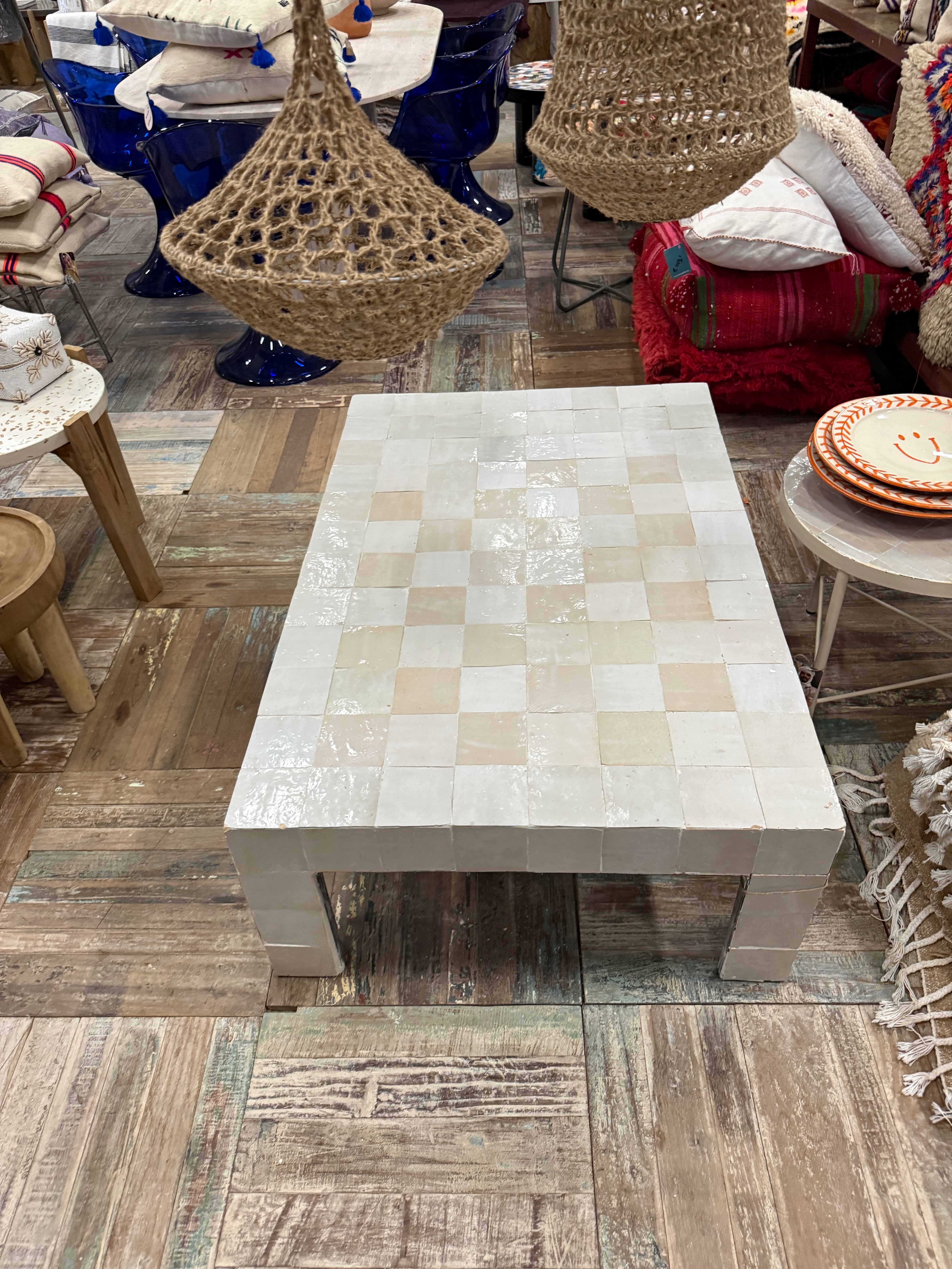 Salon tafel tegel wit 120 x 80 cm