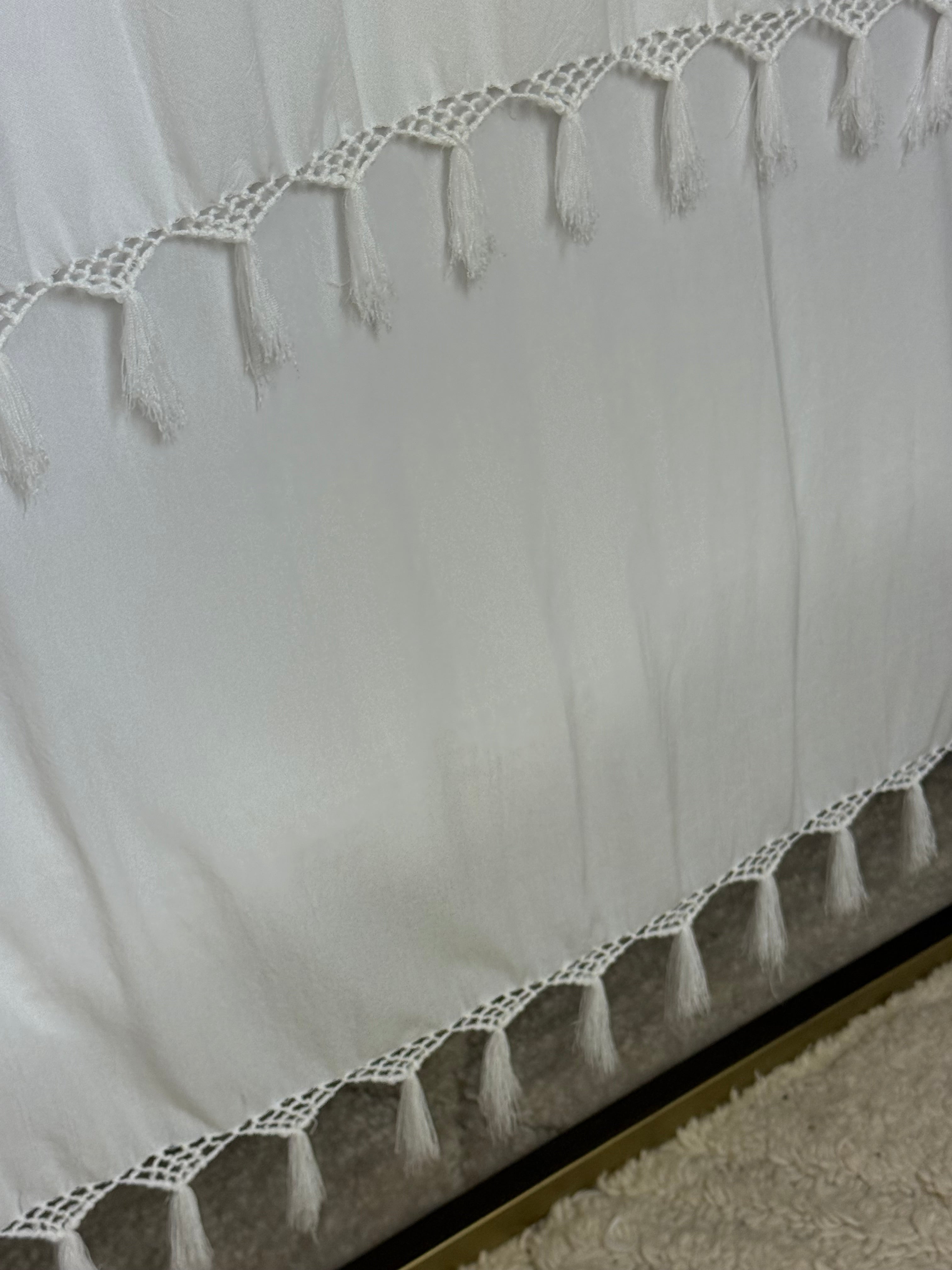 Gordijn met handgeknoopte randen - naturel