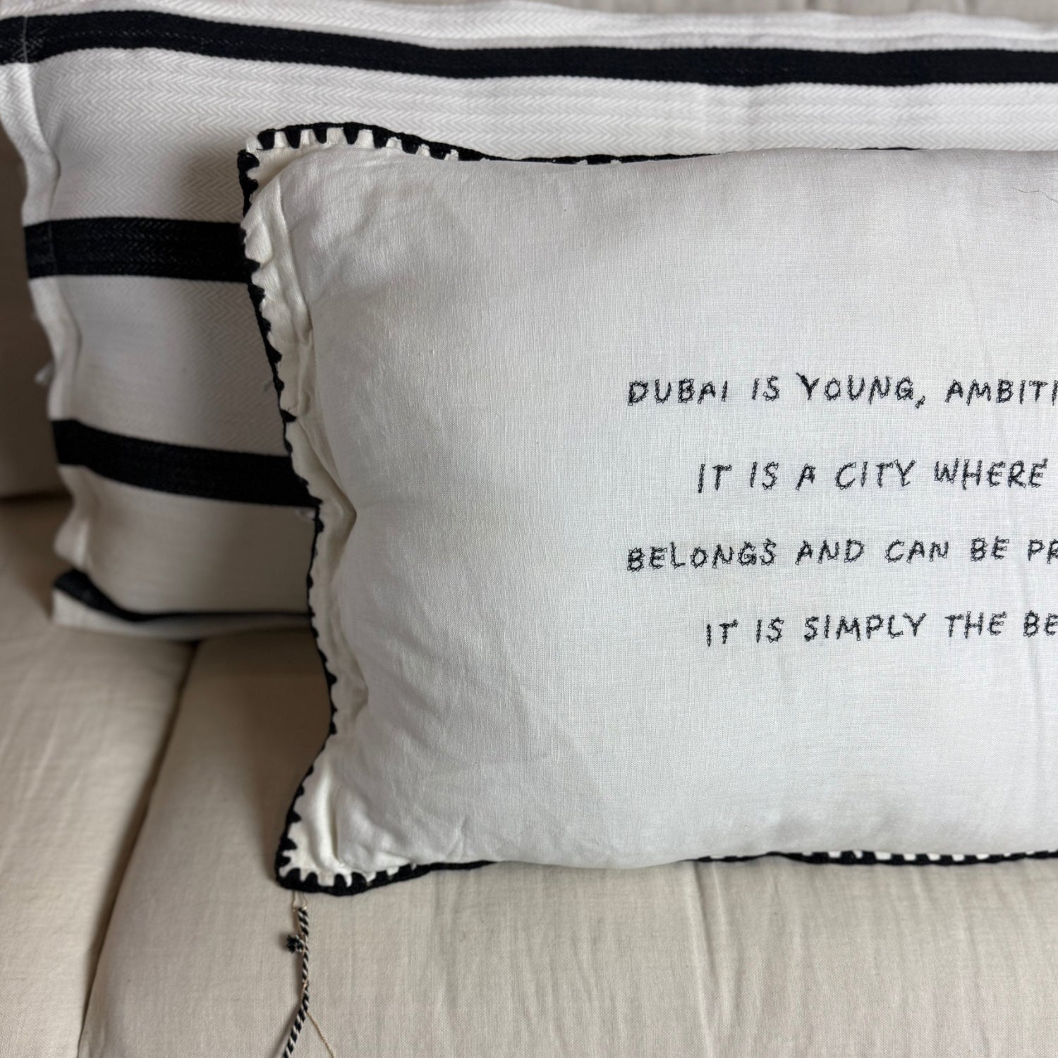 Linnen Pillow + Filling | Dubai Is Young | White