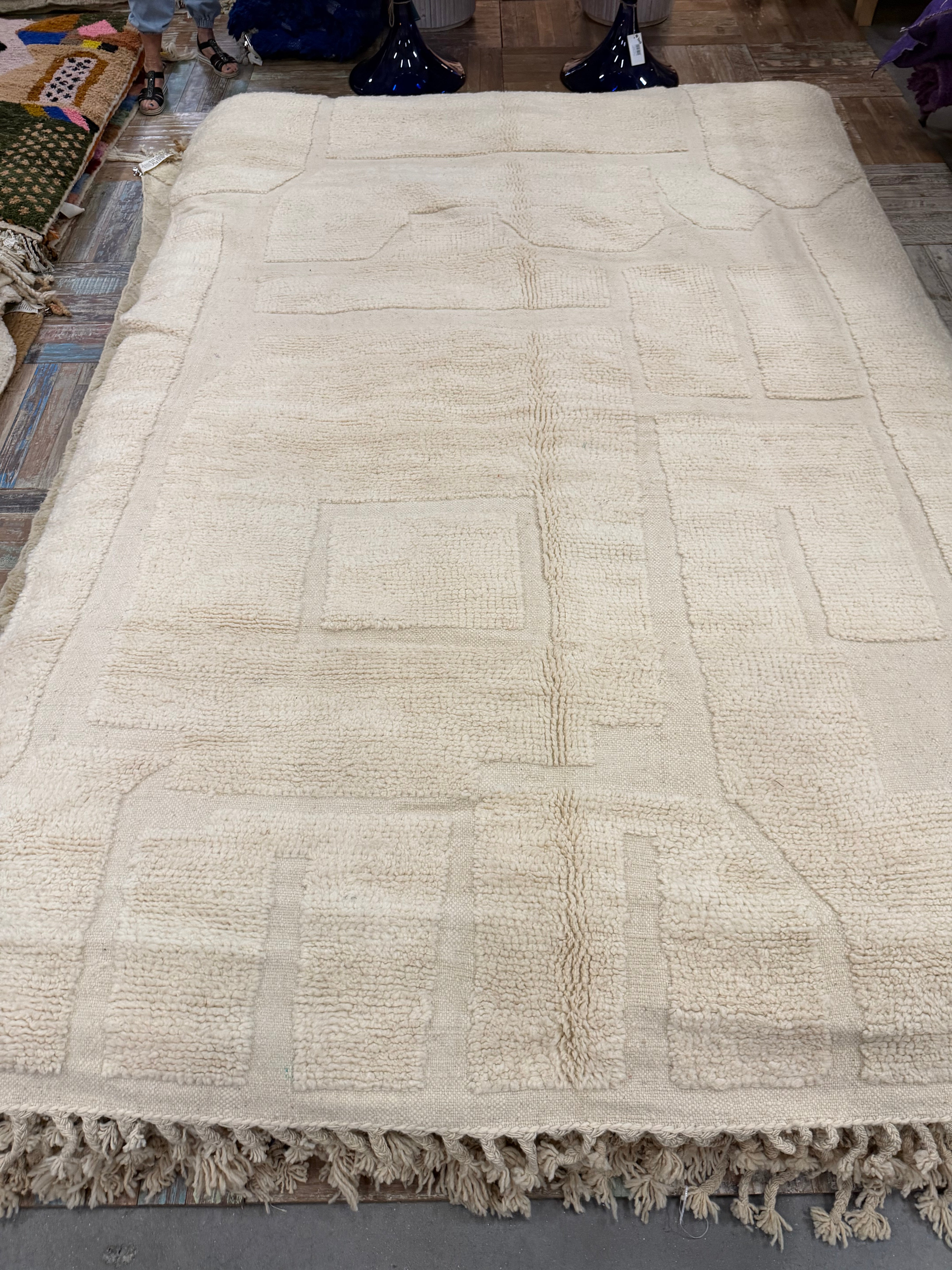 Creme kleurig kleed – Handgeknoopt Berber vloerkleed uit Marokko | 250 x 150 cm