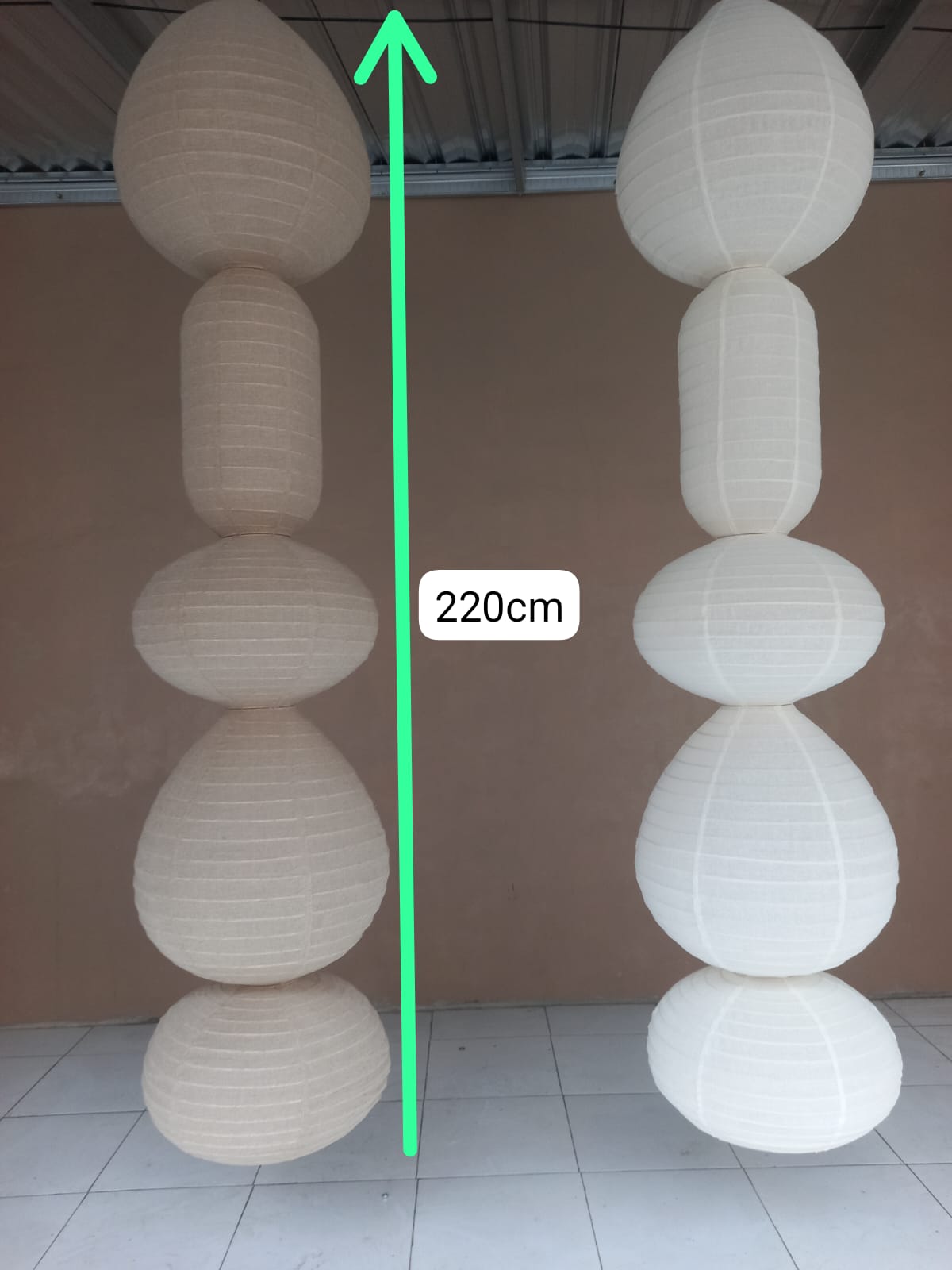 Organische vormen lamp - 4 verschillende vormen - 220 x 40 cm - naturel linnen