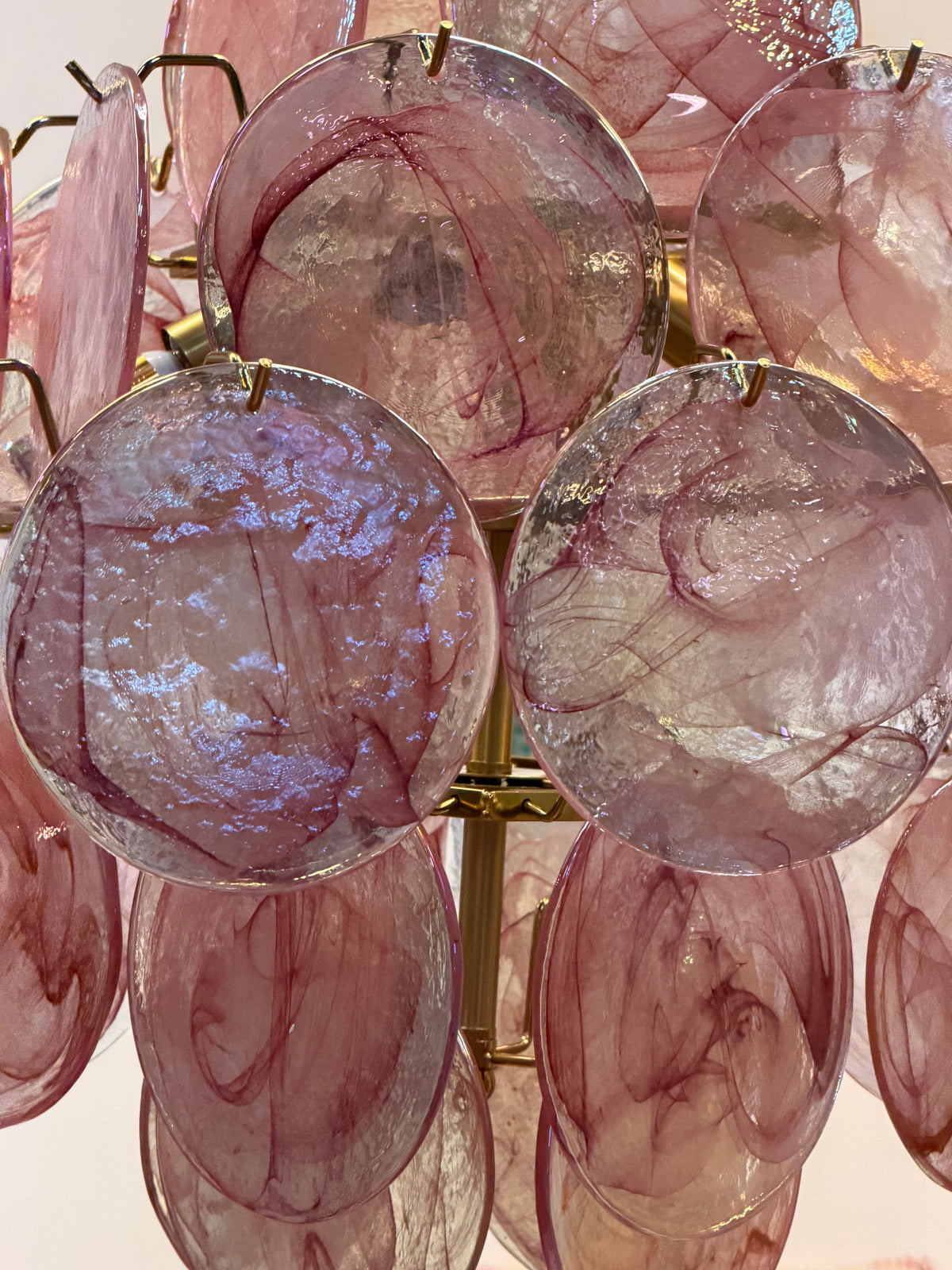 Serenissima · Murano Mundgeblasene Glas-Pendelleuchte · Rosa · 45 x 45 cm