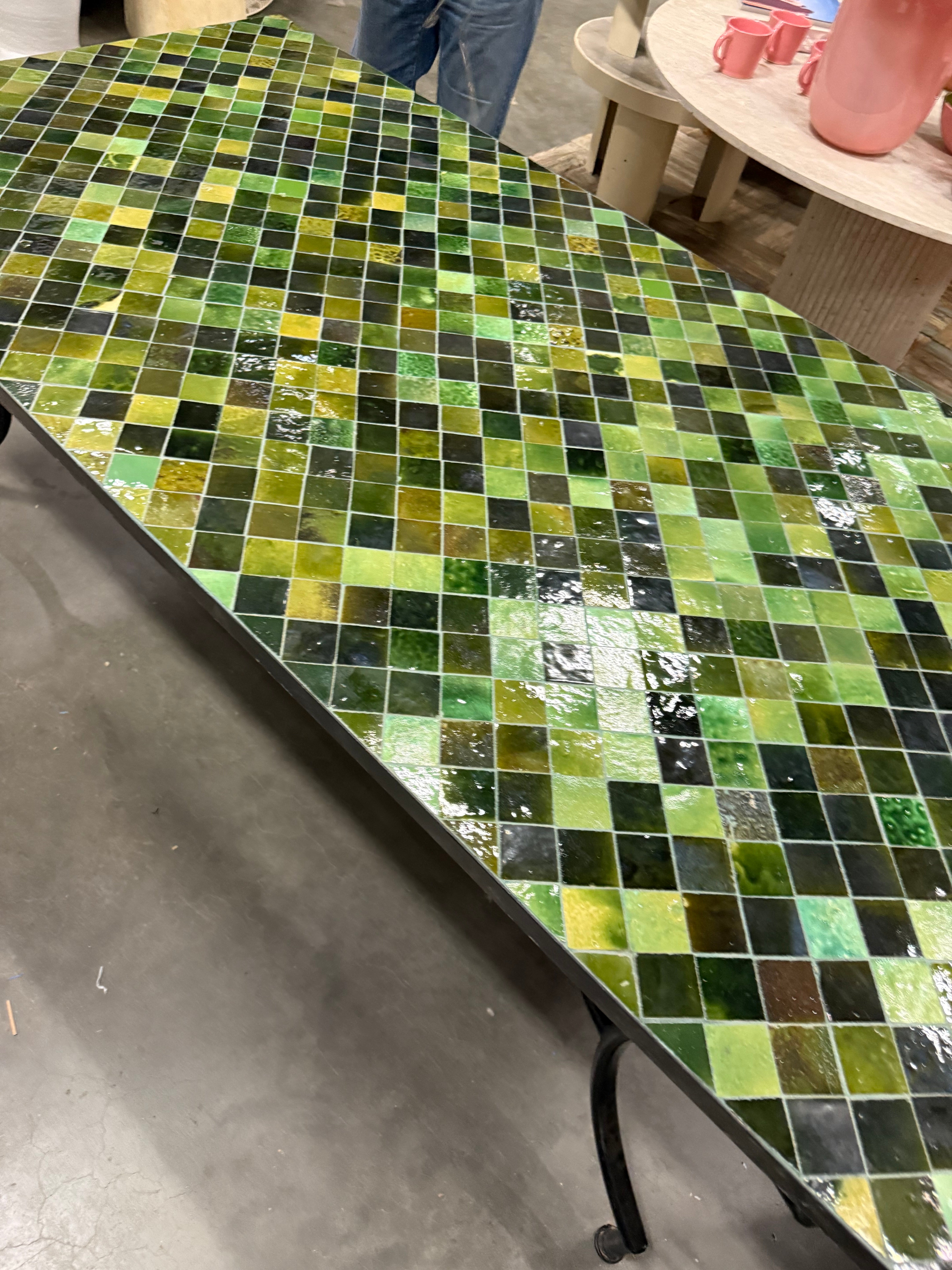 Tegeltjes tafel - groen - 200 x 100 cm - uniek exemplaar