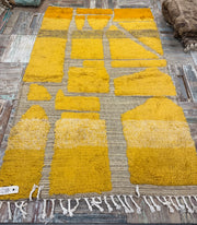 100% wollen kleed - 260 x 160 cm - linnen & oranje/geel- er bestaat er maar een in de hele wereld zoals deze