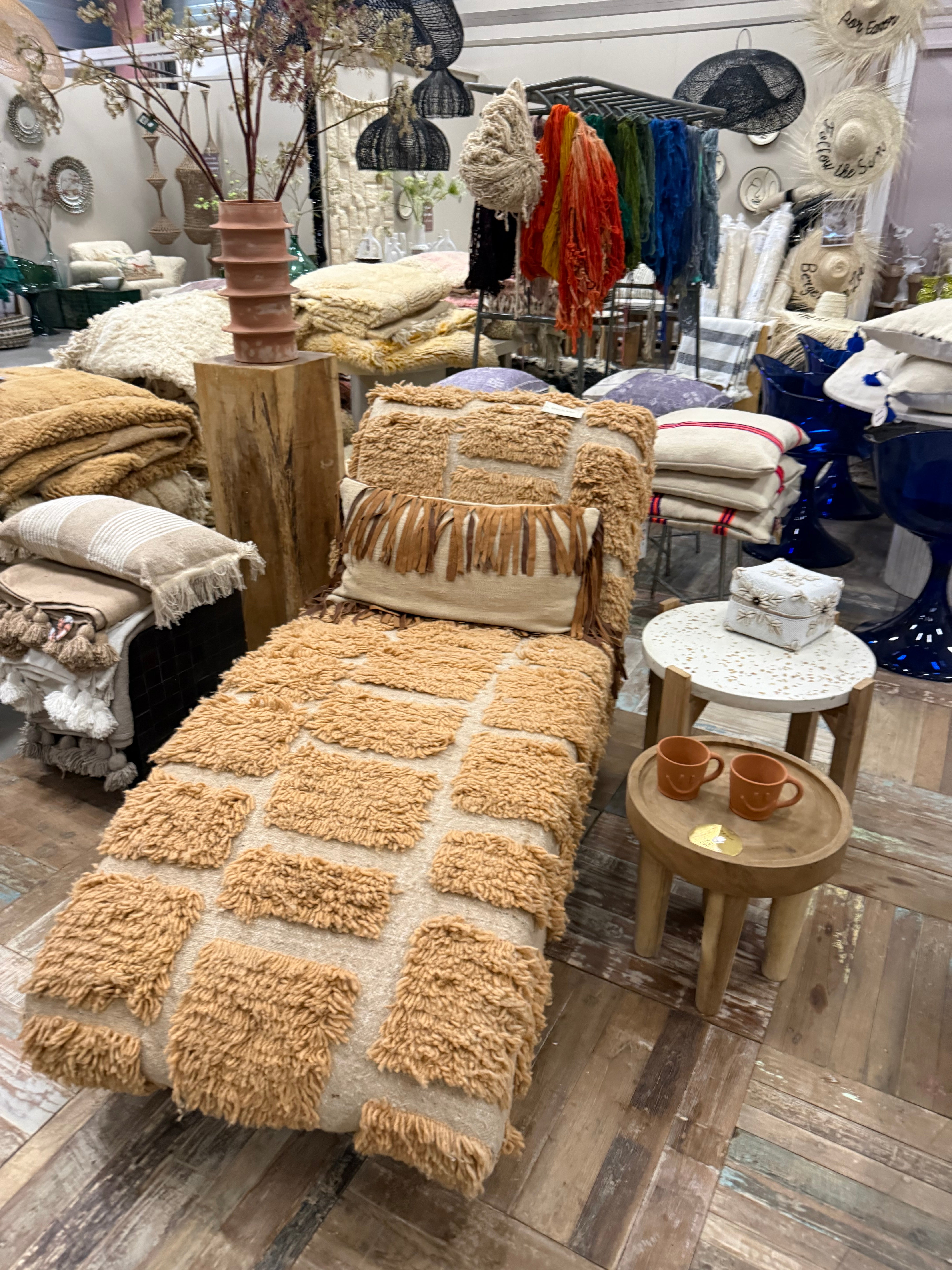 Boho chaise longue met berber patroon, uniek exemplaar