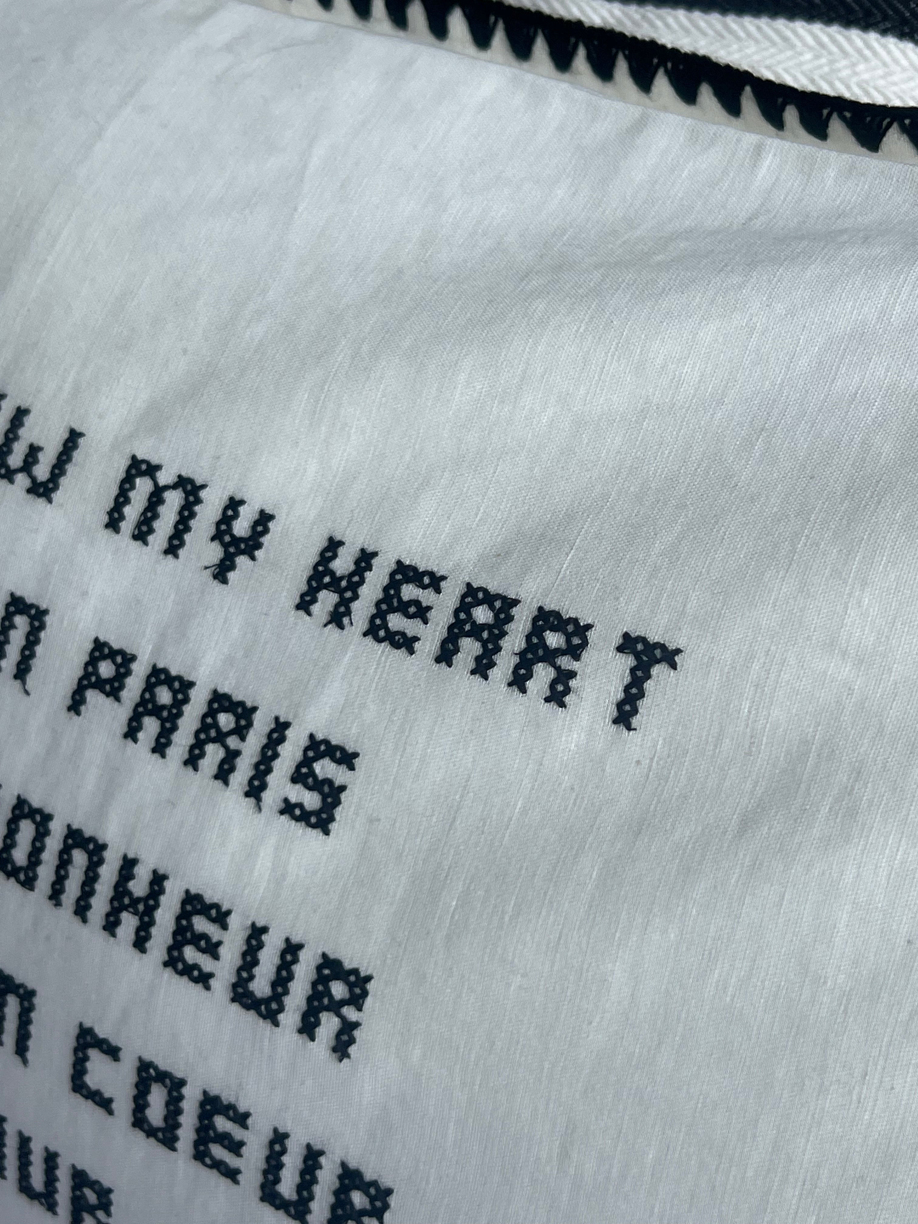 Linnen Pillow + Filling | I Wake Up In Paris | White