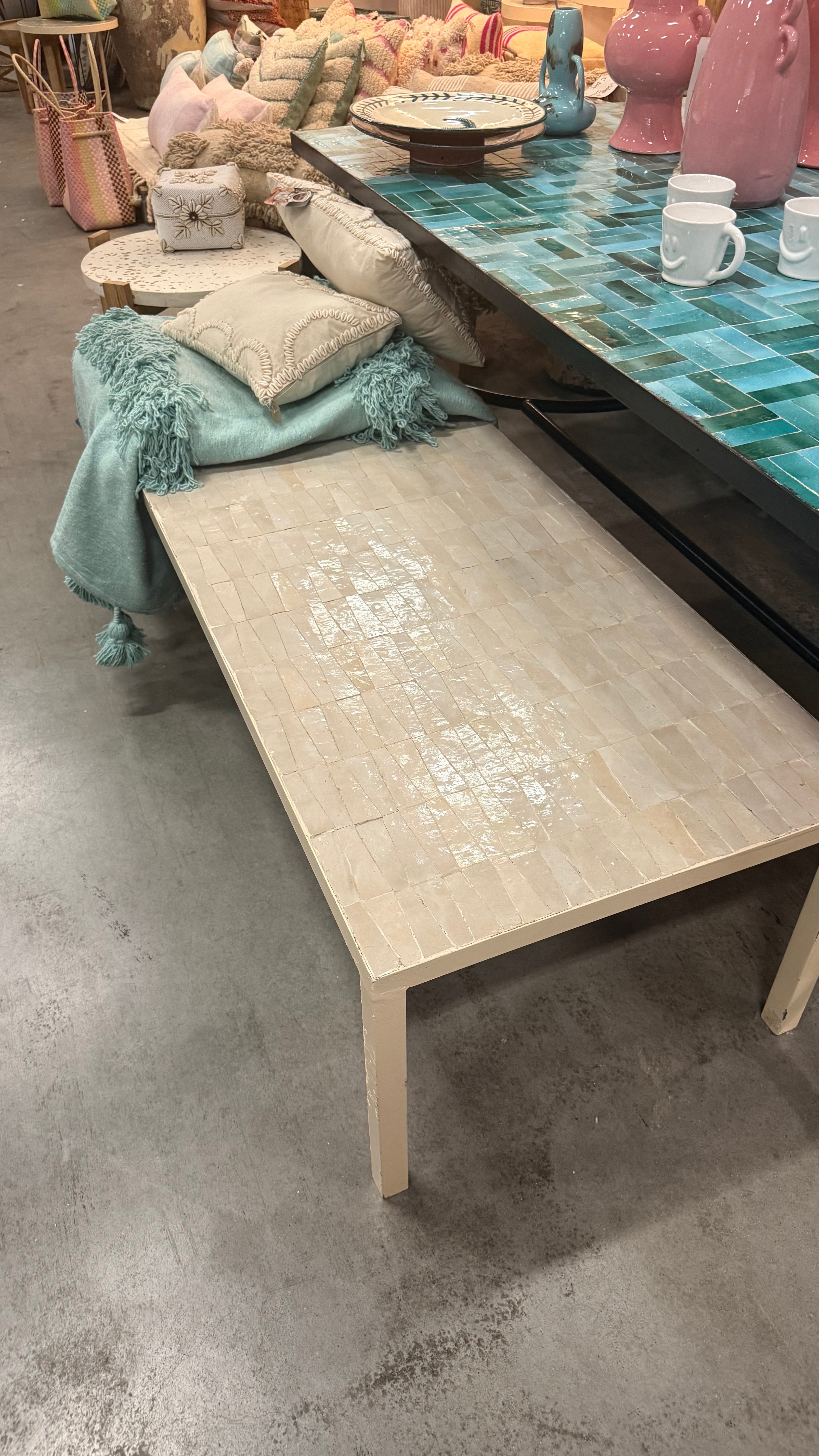 Tegeltjes tafel - wit - 160 x 60 cm - uniek exemplaar