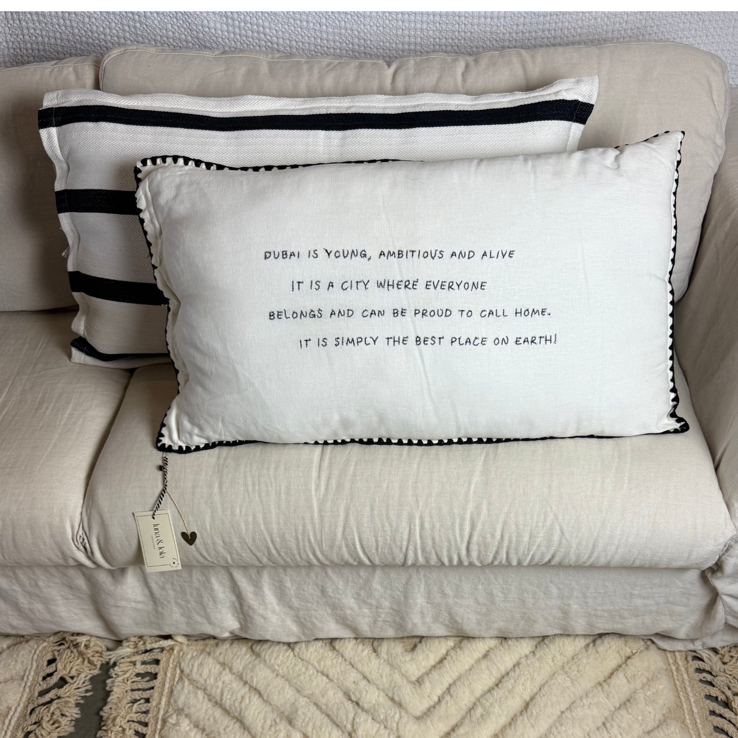 Linnen Pillow + Filling | Dubai Is Young | White