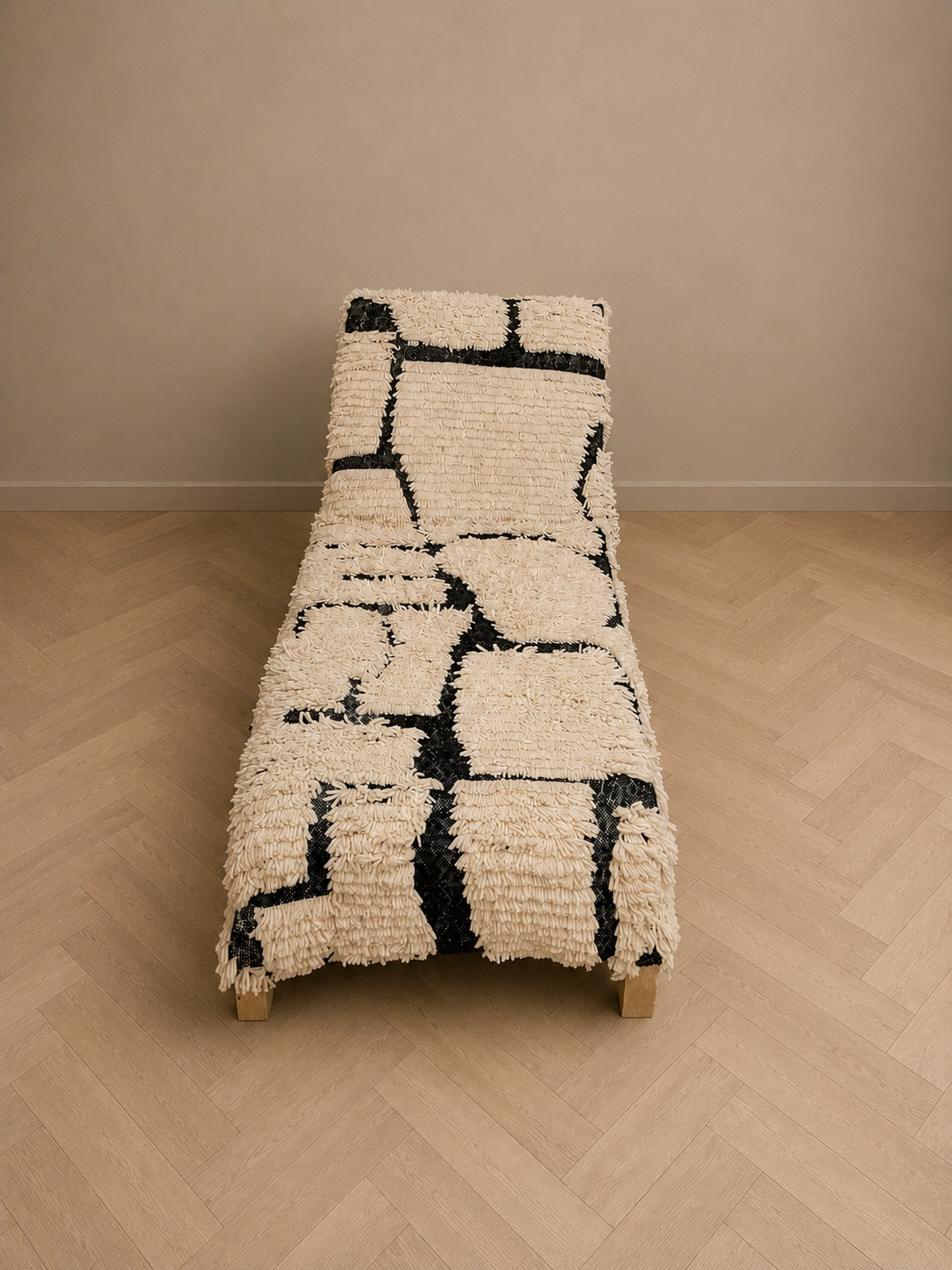 Handgemaakte chaise longue van berber wol, 175 cm lang