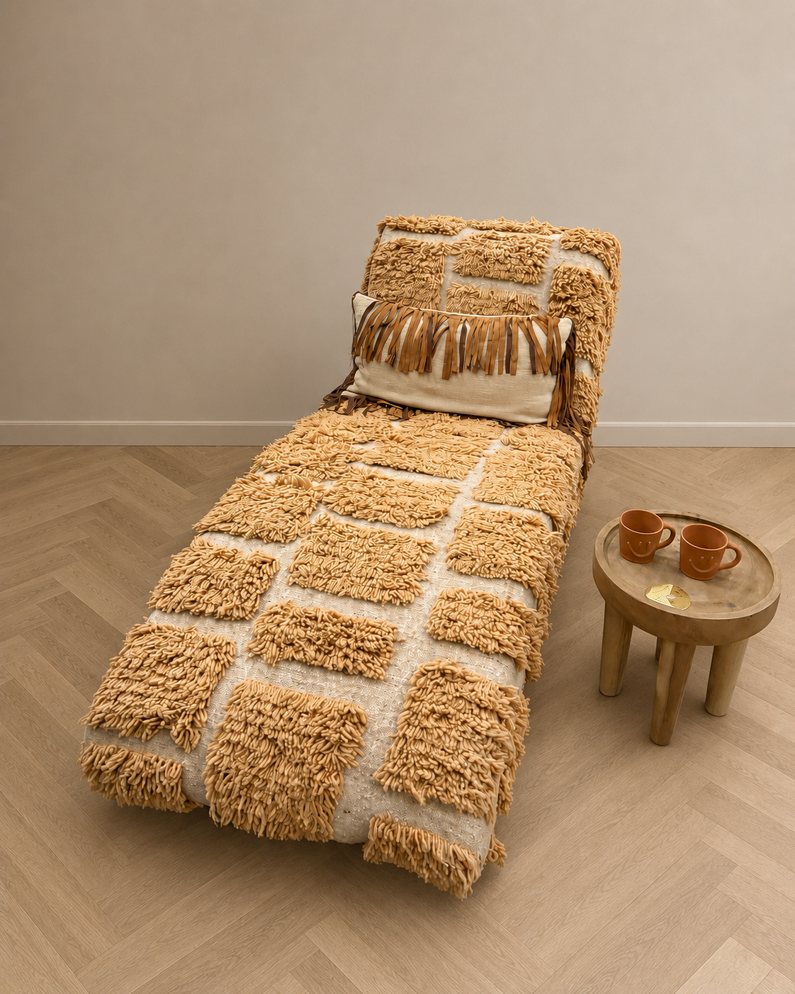 Chaise longue 185 x 80 x 90 cm, bekleed met berber kleed