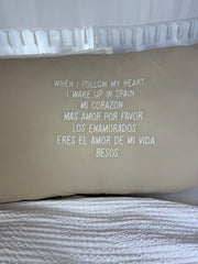 Linnen kussen 90 x 50 cm + binnenkussen | Ik word wakker in Spanje | Natuurlijk