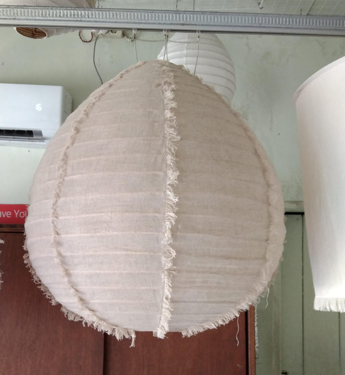Organische vorm lamp - 60 cm - naturel linnen