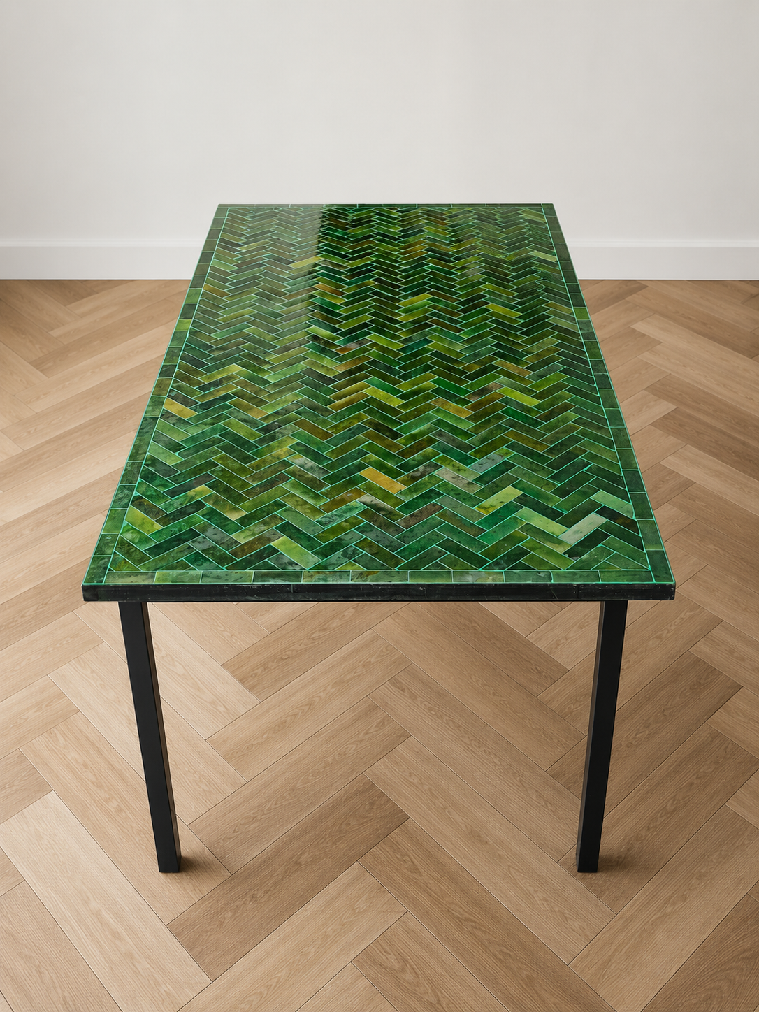 Tegeltjes tafel - groen - 200 x 100 cm - uniek exemplaar