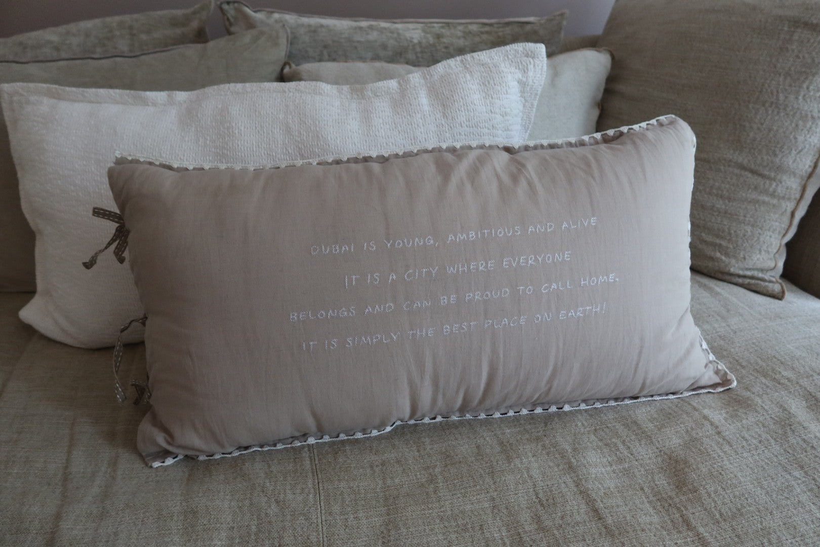 Linnen Pillow + Filling | Dubai Is Young | Natural