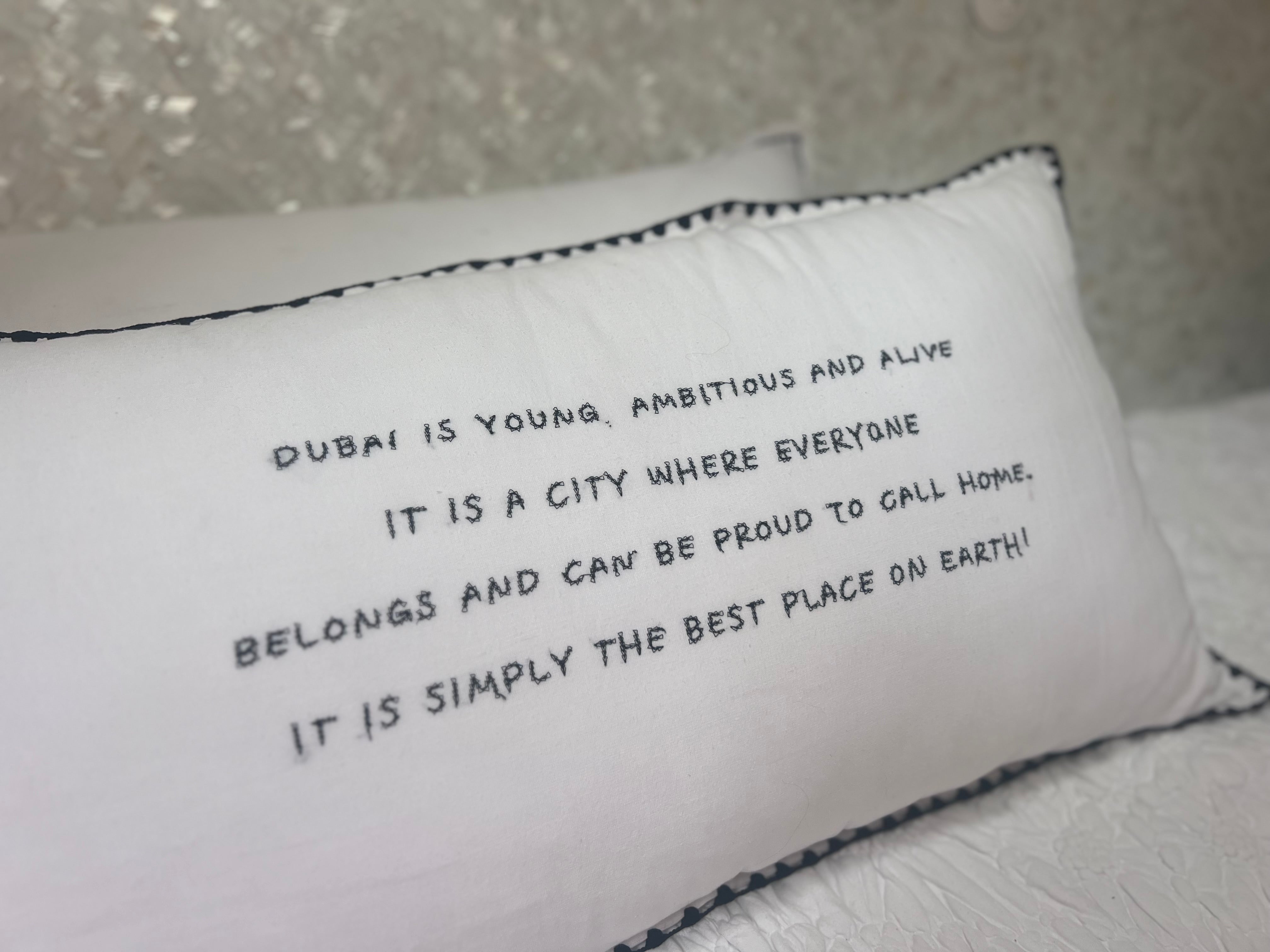 Linnen Pillow + Filling | Dubai Is Young | White
