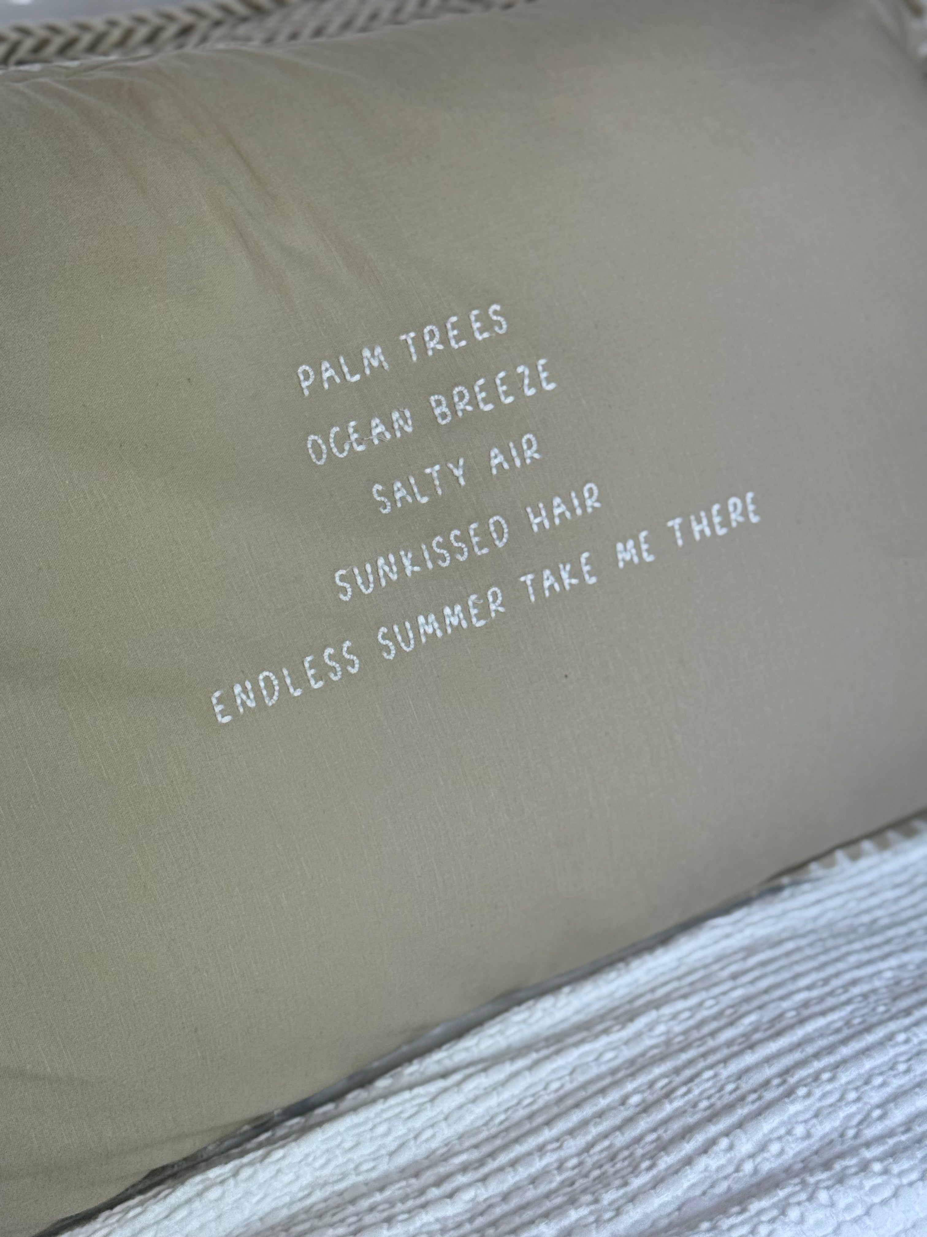 Linnen Pillow + Filling | Palm Trees Ocean Breeze | Natural
