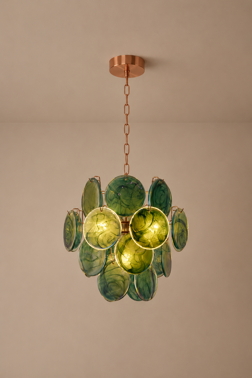 Murano Glazen Hanglamp – Groen | Handgeblazen Glas | 45 x 45 cm
